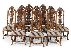 Very Rare Set of Twelve Anglo Dutch Queen Anne Walnut Side Chairs