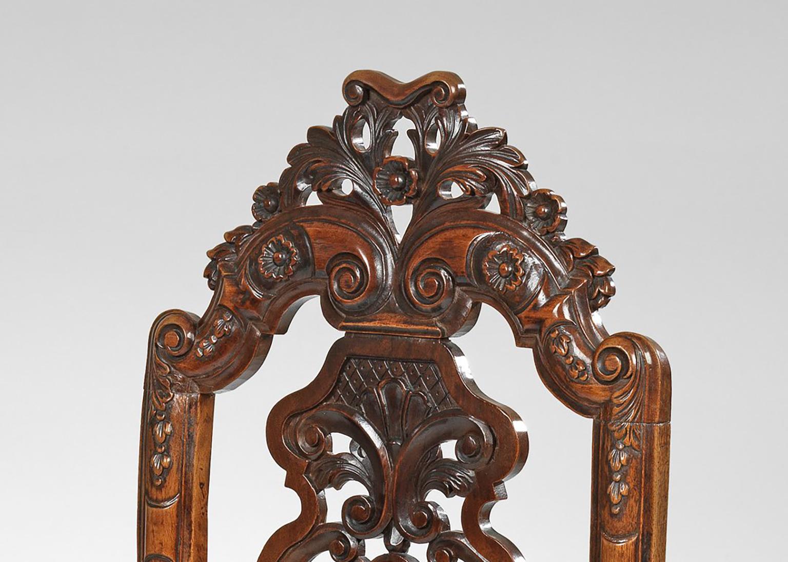 English Very Rare Set of Twelve Anglo Dutch Queen Anne Walnut Side Chairs For Sale