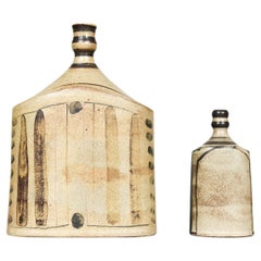 Very Rare Set of Two German Midcentury Ceramic Bottle Vases by Walburga Külz