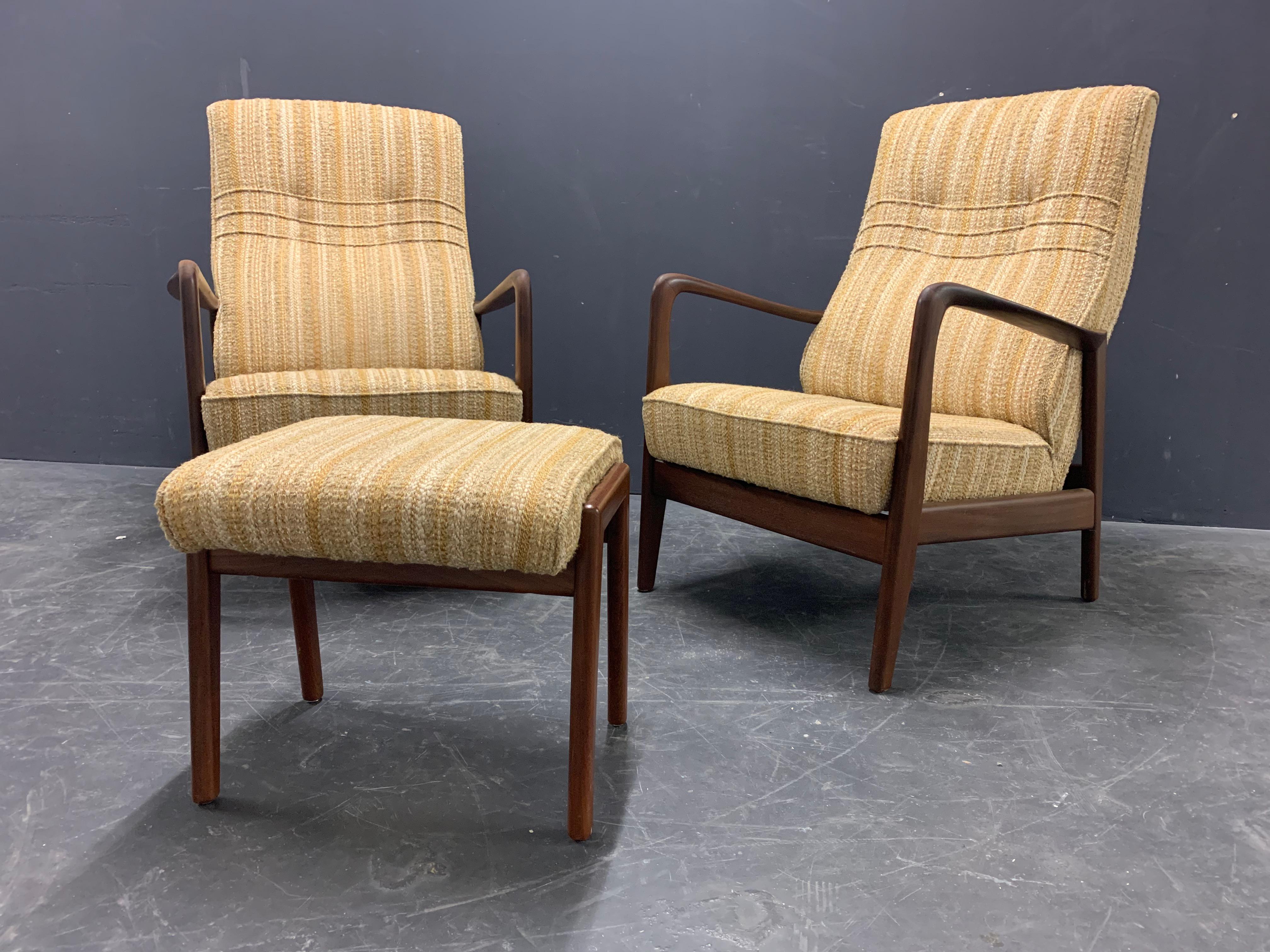Ensemble très rare de deux chaises longues et tabouret de Gio Ponti en vente 7