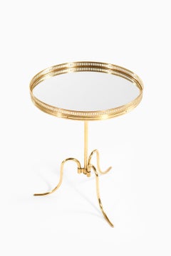 Very Rare Side / Cocktail Tables in Brass and Circular Mirror Glass Top, 1940's
