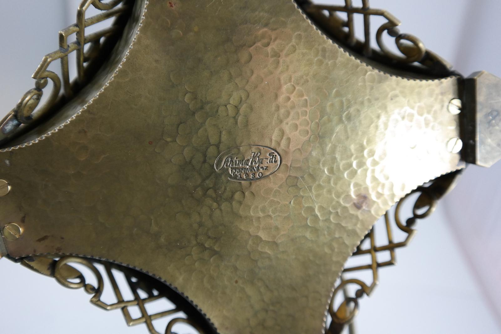 Very Rare Signed Art Deco Brass Table Lamp, 1930 5