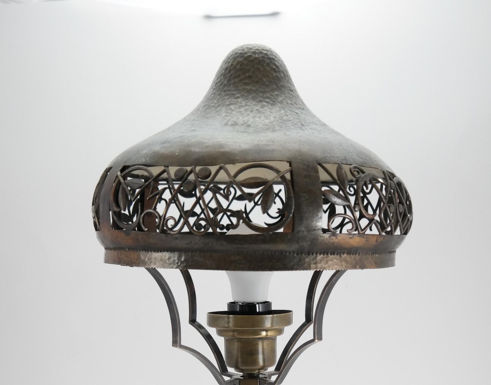 Very Rare Signed Art Deco Brass Table Lamp, 1930 In Good Condition In Budapest, HU