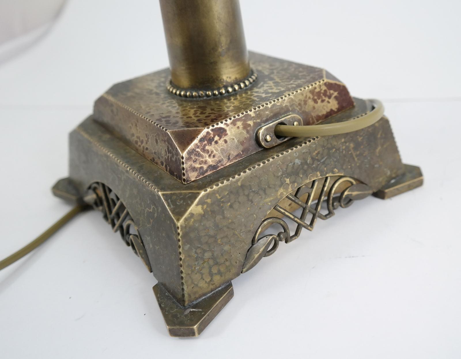 Very Rare Signed Art Deco Brass Table Lamp, 1930 2