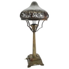 Very Rare Signed Art Deco Brass Table Lamp, 1930
