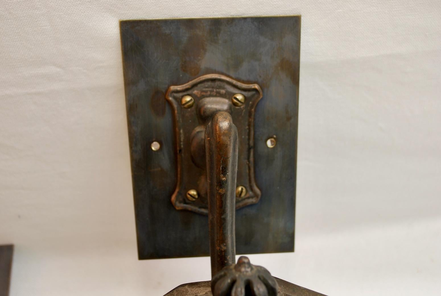 Very Rare Small Pair of French Bronze Art Nouveau Outdoor/Indoor Sconces 3