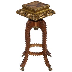Very Rare Small Sample Wood Side Table after Emile Gallé Sculptural Frame Look