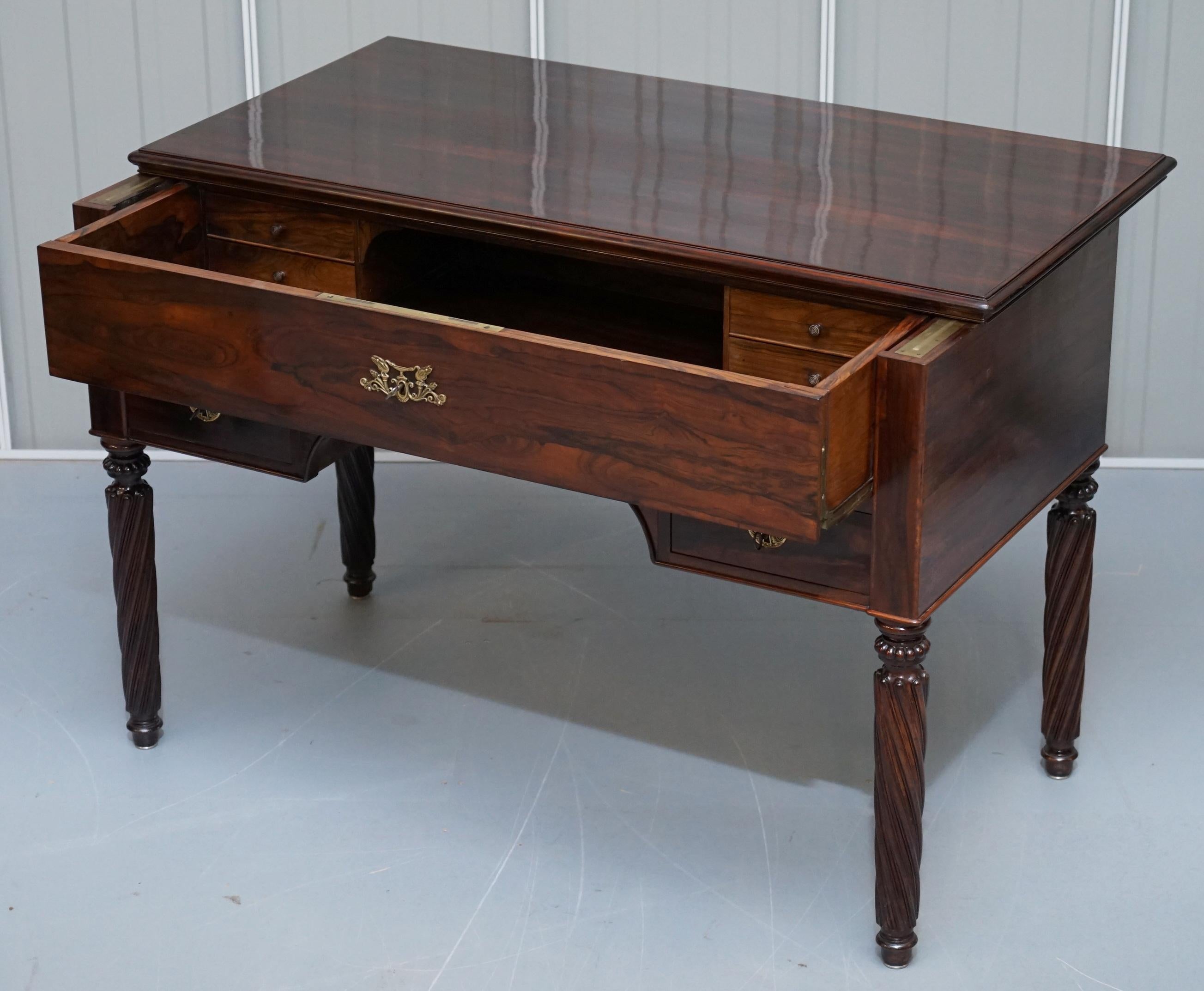 Very Rare Solid Rarewood French Louis Phillipe 19th Century Campaign Desk Bureau 7