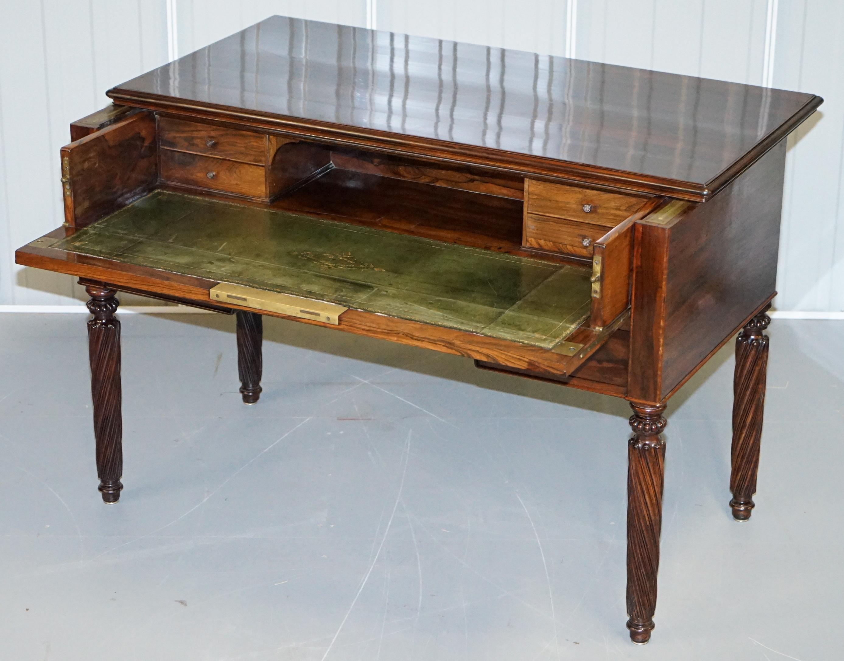 Very Rare Solid Rarewood French Louis Phillipe 19th Century Campaign Desk Bureau 9