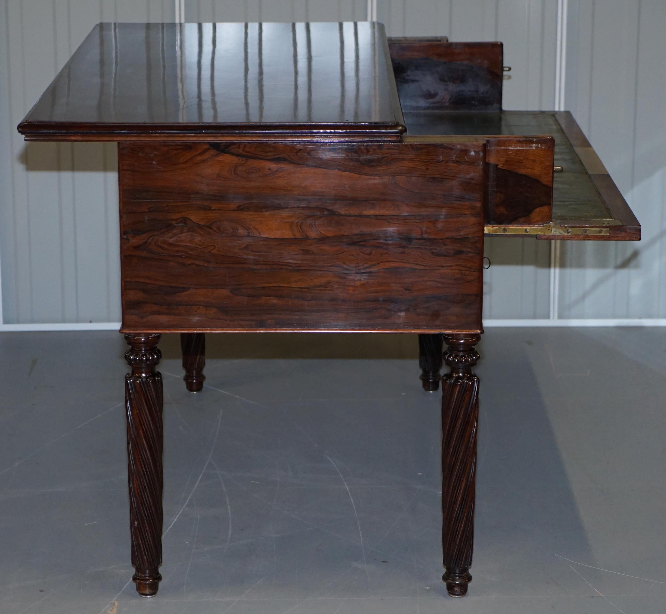 Very Rare Solid Rarewood French Louis Phillipe 19th Century Campaign Desk Bureau 12