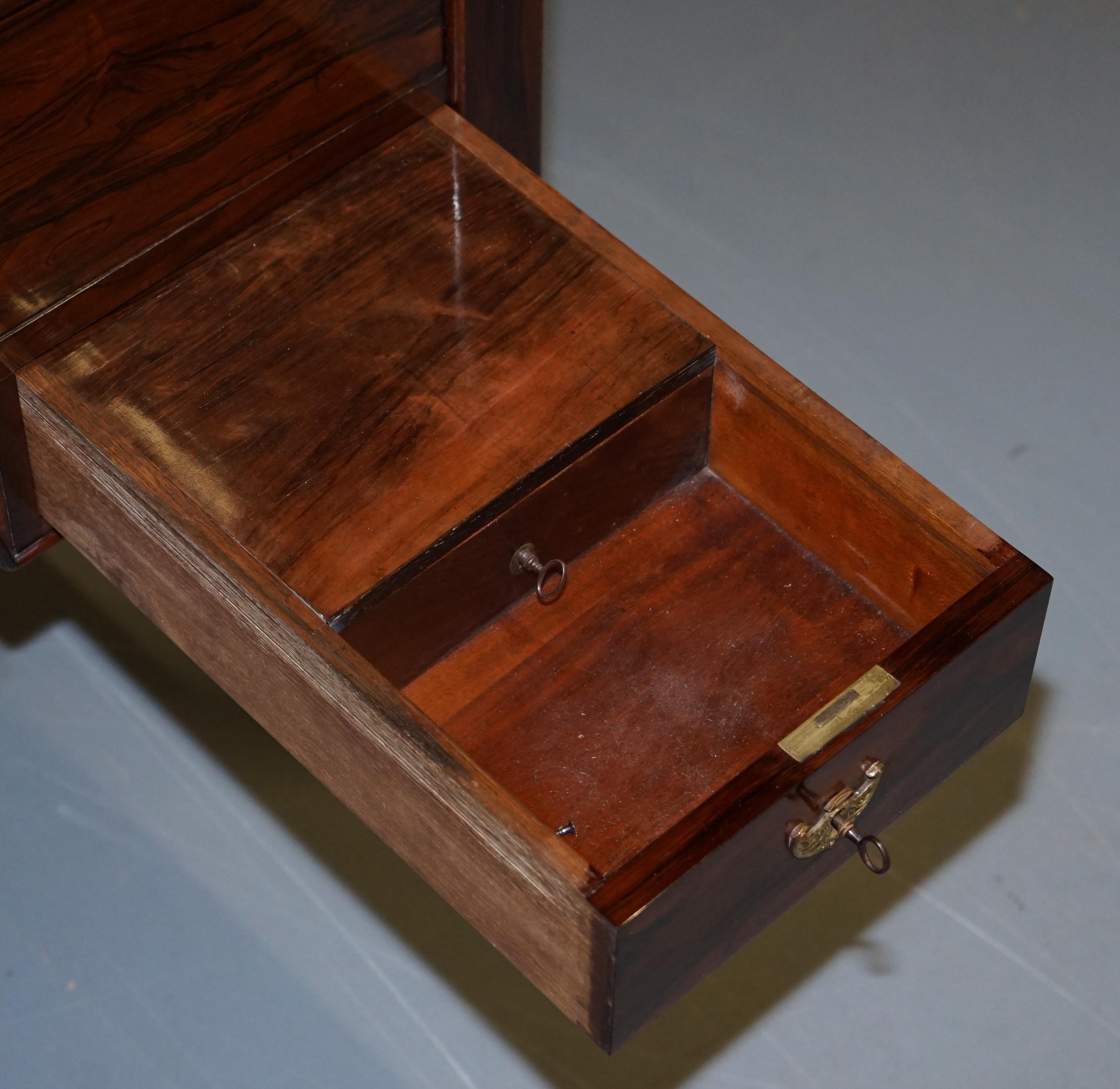 Very Rare Solid Rarewood French Louis Phillipe 19th Century Campaign Desk Bureau 13