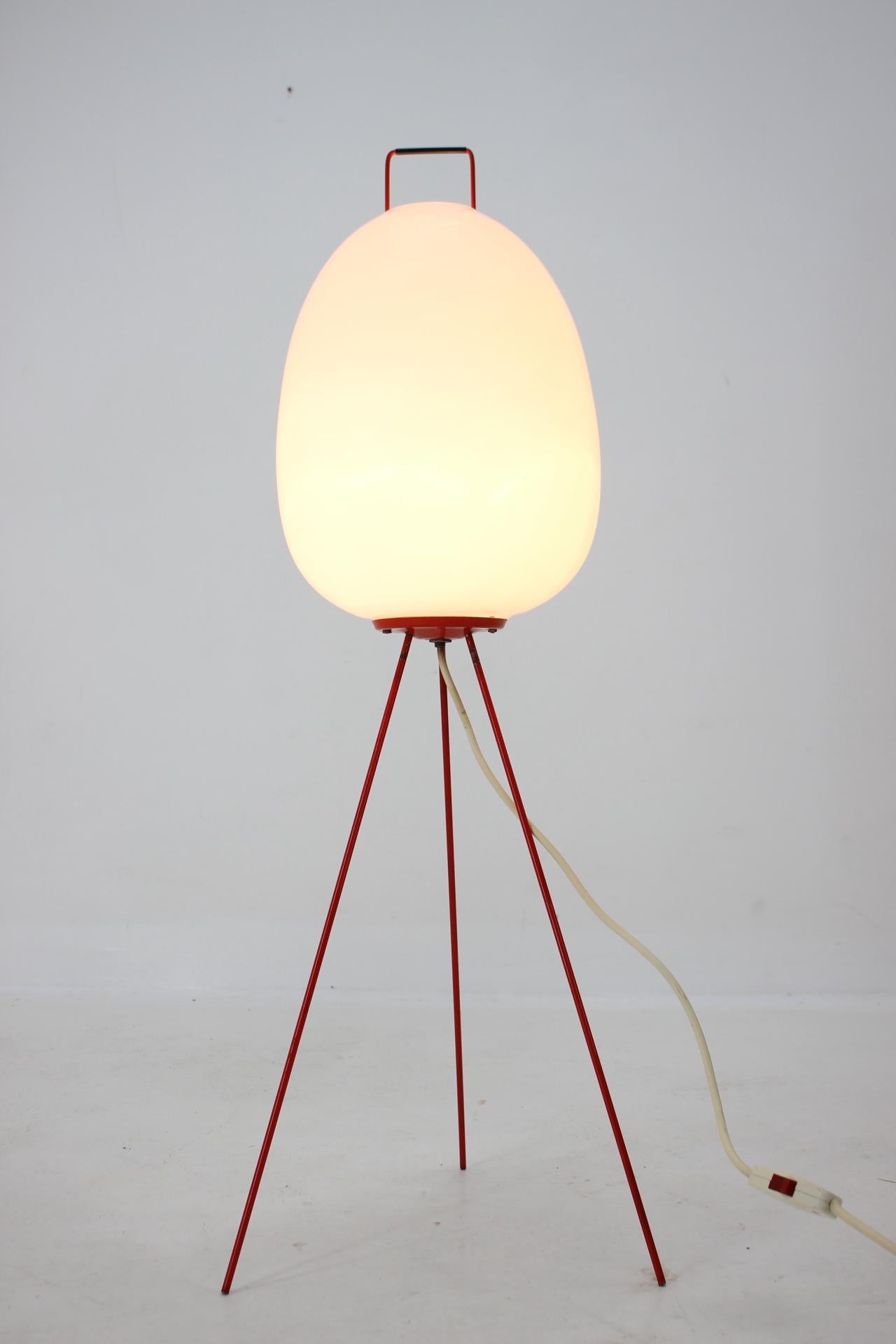 - 1960s, Czechoslovakia
- Designer: J. Hurka
- Maker: Napako (marked)
- Original and perfect condition
- Published in books
- Opaline duplex glass shade.
