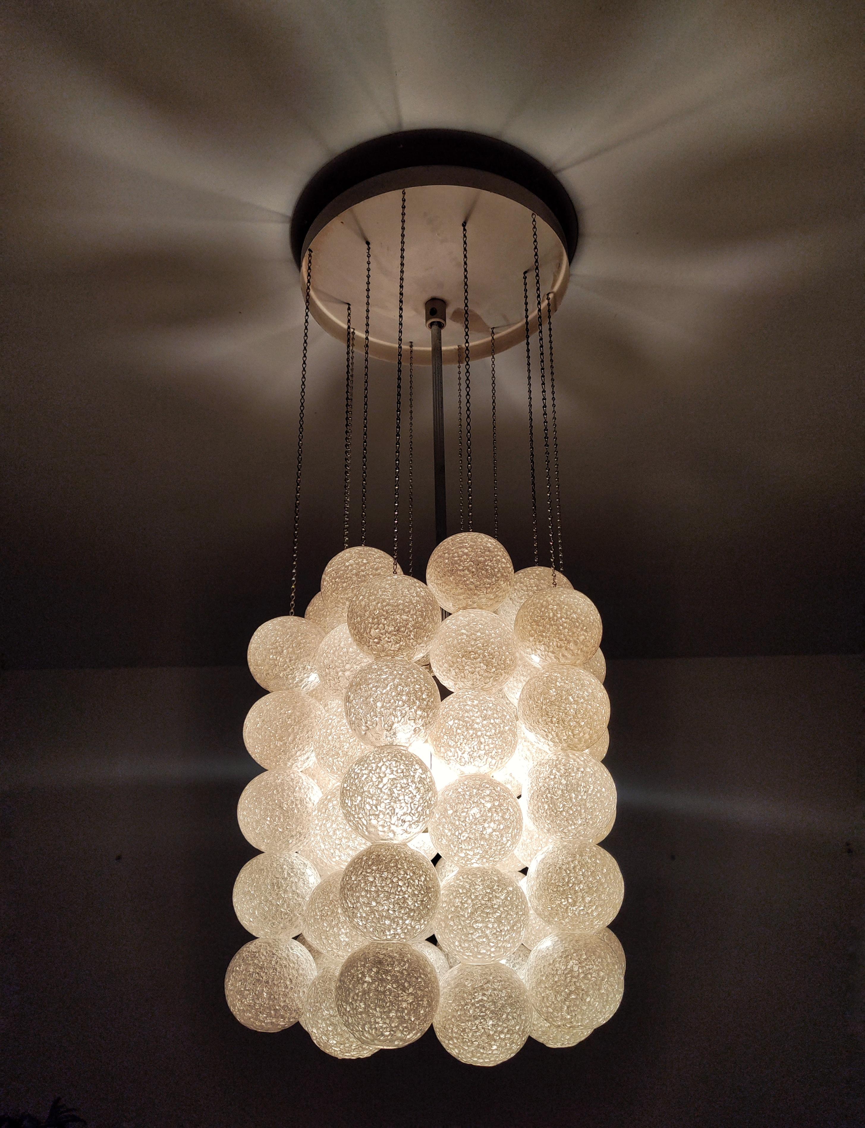 Very Rare Space Age Pendant Light, Model Bubble by Napako, Czechoslovakia, 1970s In Good Condition For Sale In Beograd, RS