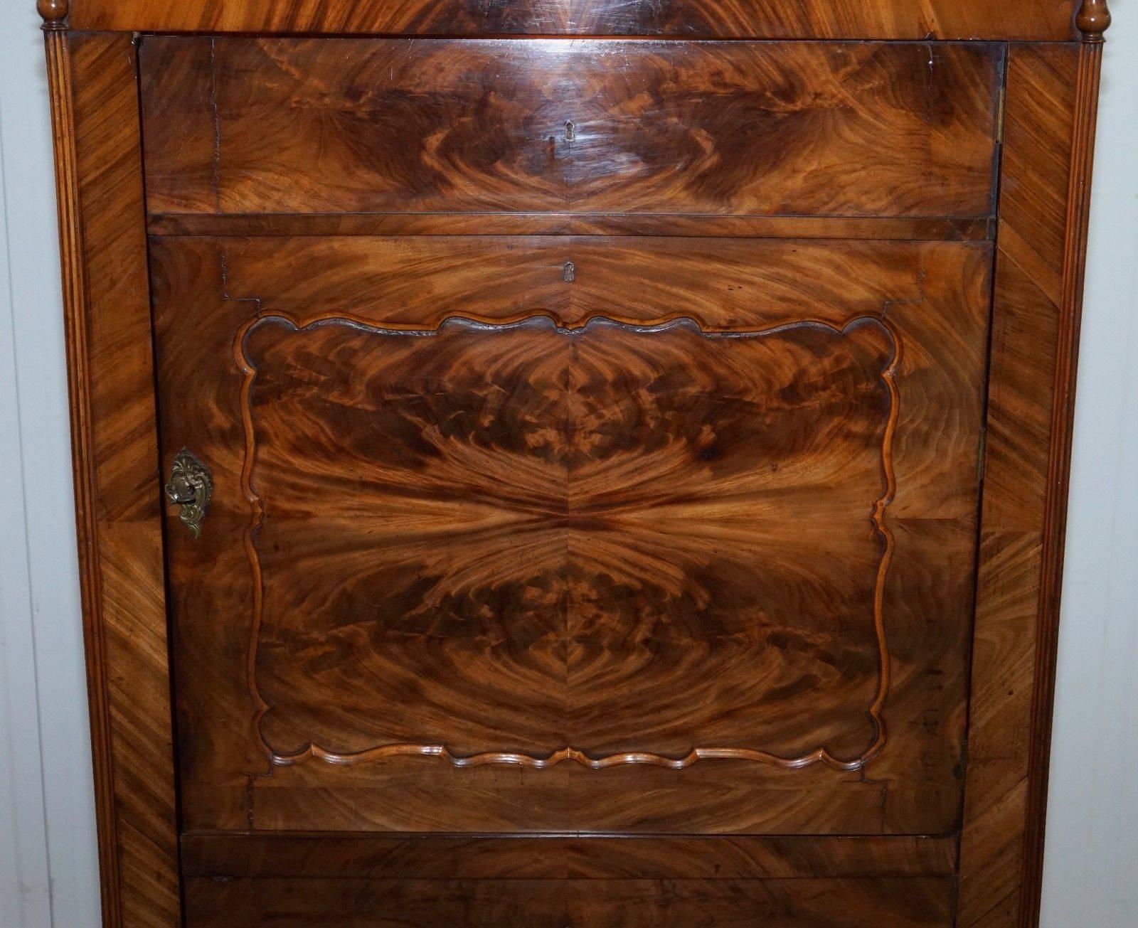 Hand-Carved Very Rare Stunning Full Sized Walnut Victorian Drinks Cabinet and Internal Light