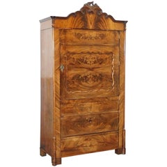 Very Rare Stunning Full Sized Walnut Victorian Drinks Cabinet and Internal Light