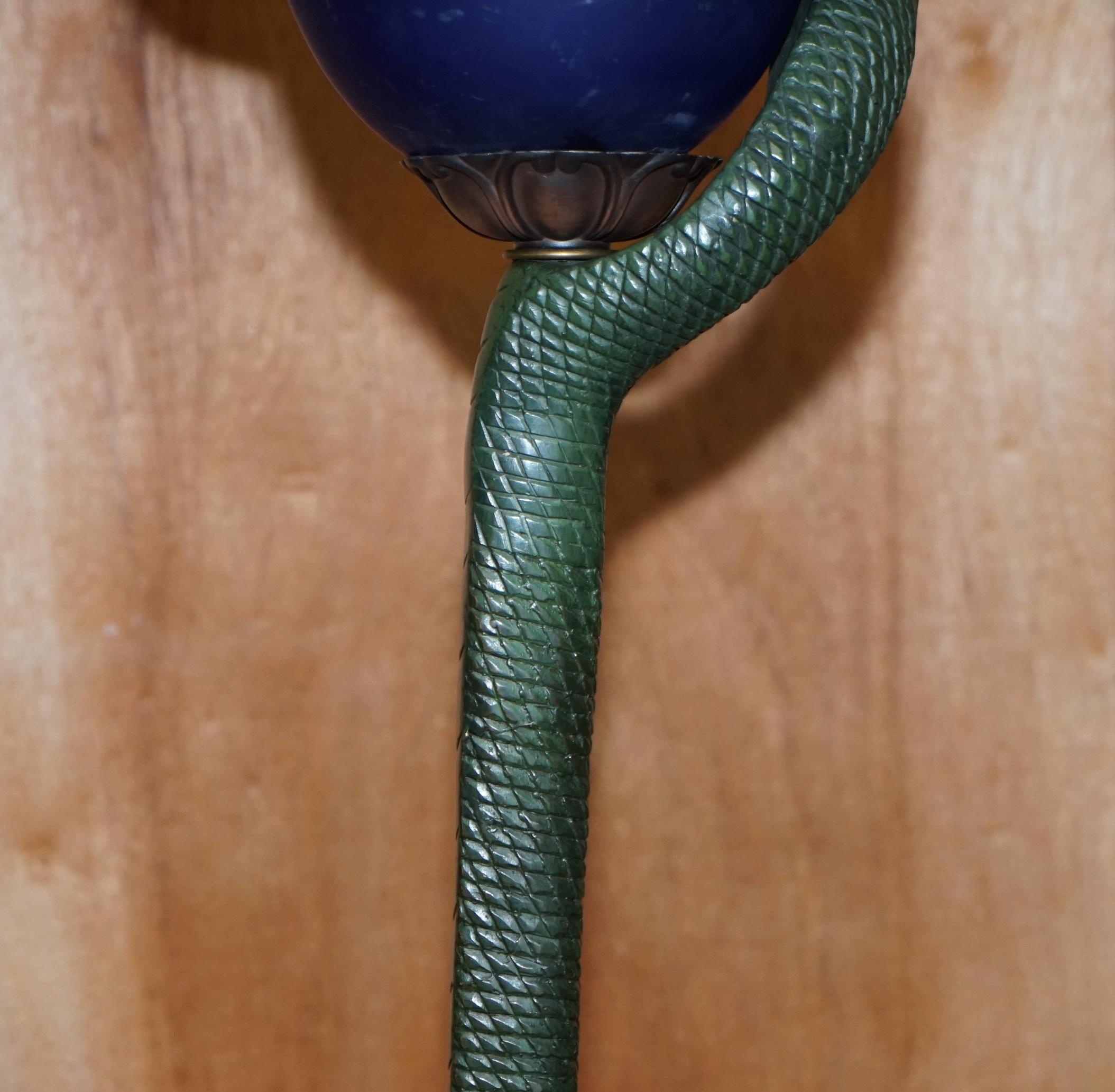 Very Rare Stunning Vintage Bronzed Snake Floor Standing Lamp After Edgar Brandt For Sale 1