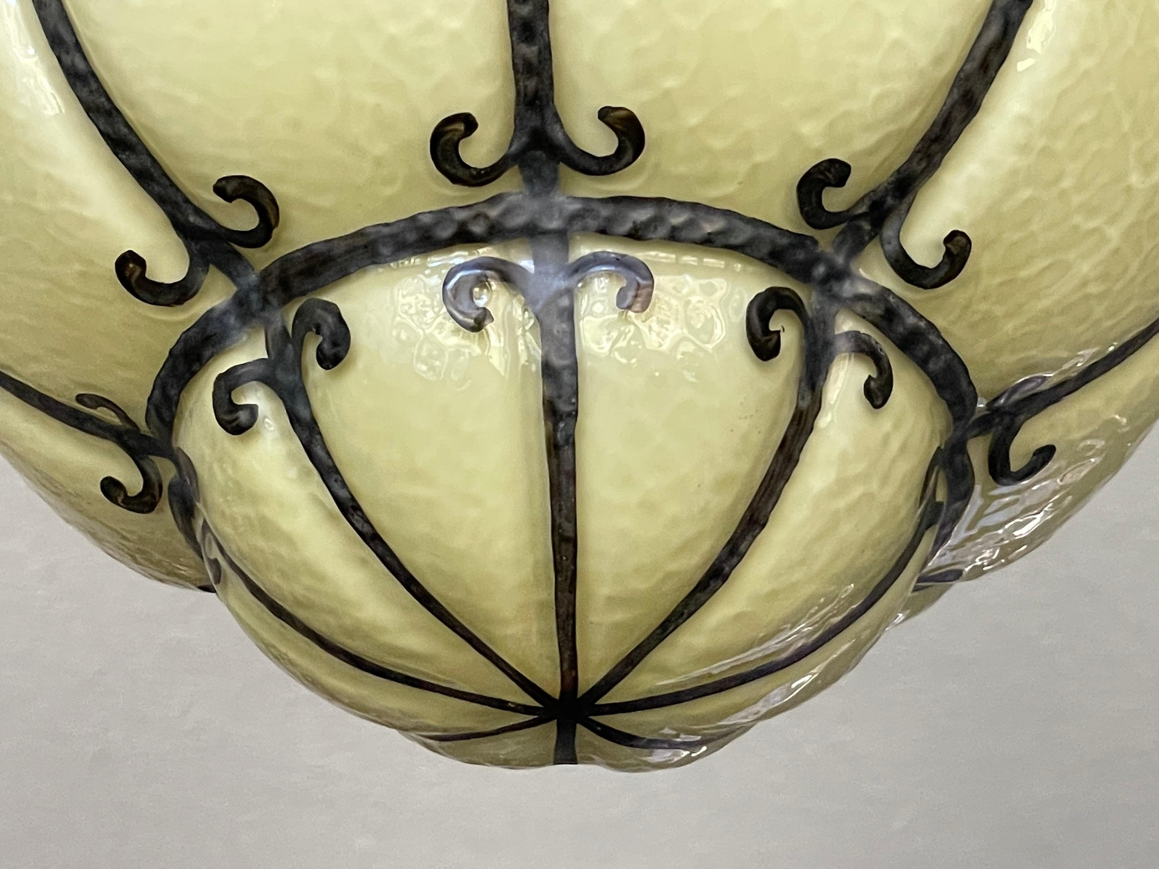 20th Century Very Rare & Stylish Mid-Century Lead Lined Venice Murano Pendant / Ceiling Lamp For Sale