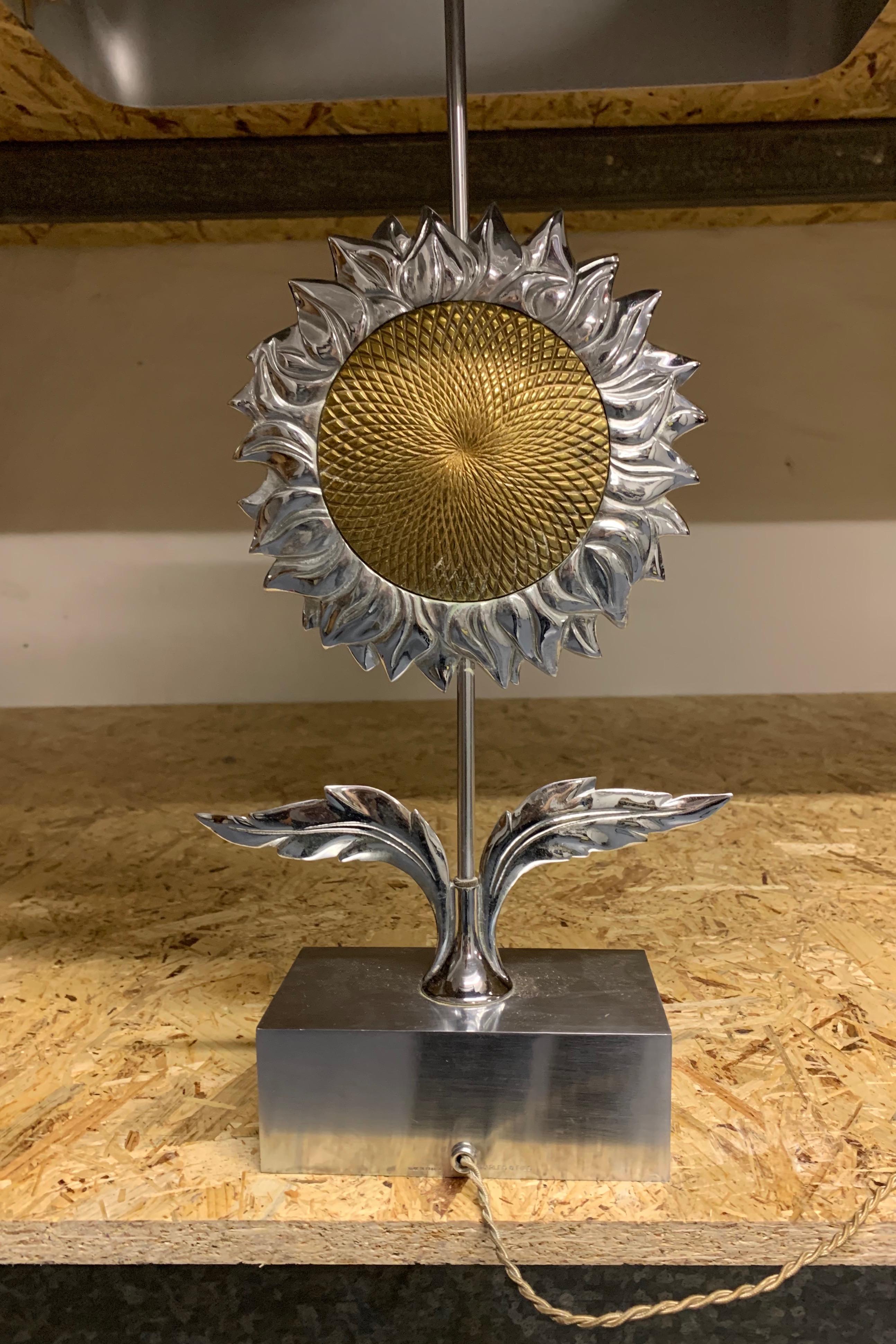 Mid-20th Century Very Rare Sunflower Table Lamp by Maison Charles For Sale