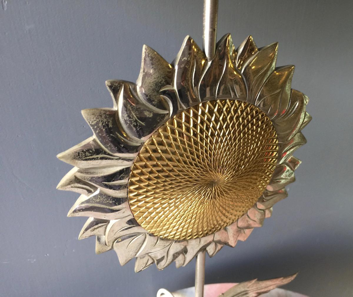 Mid-20th Century Very Rare Sunflower Table Lamp by Maison Charles