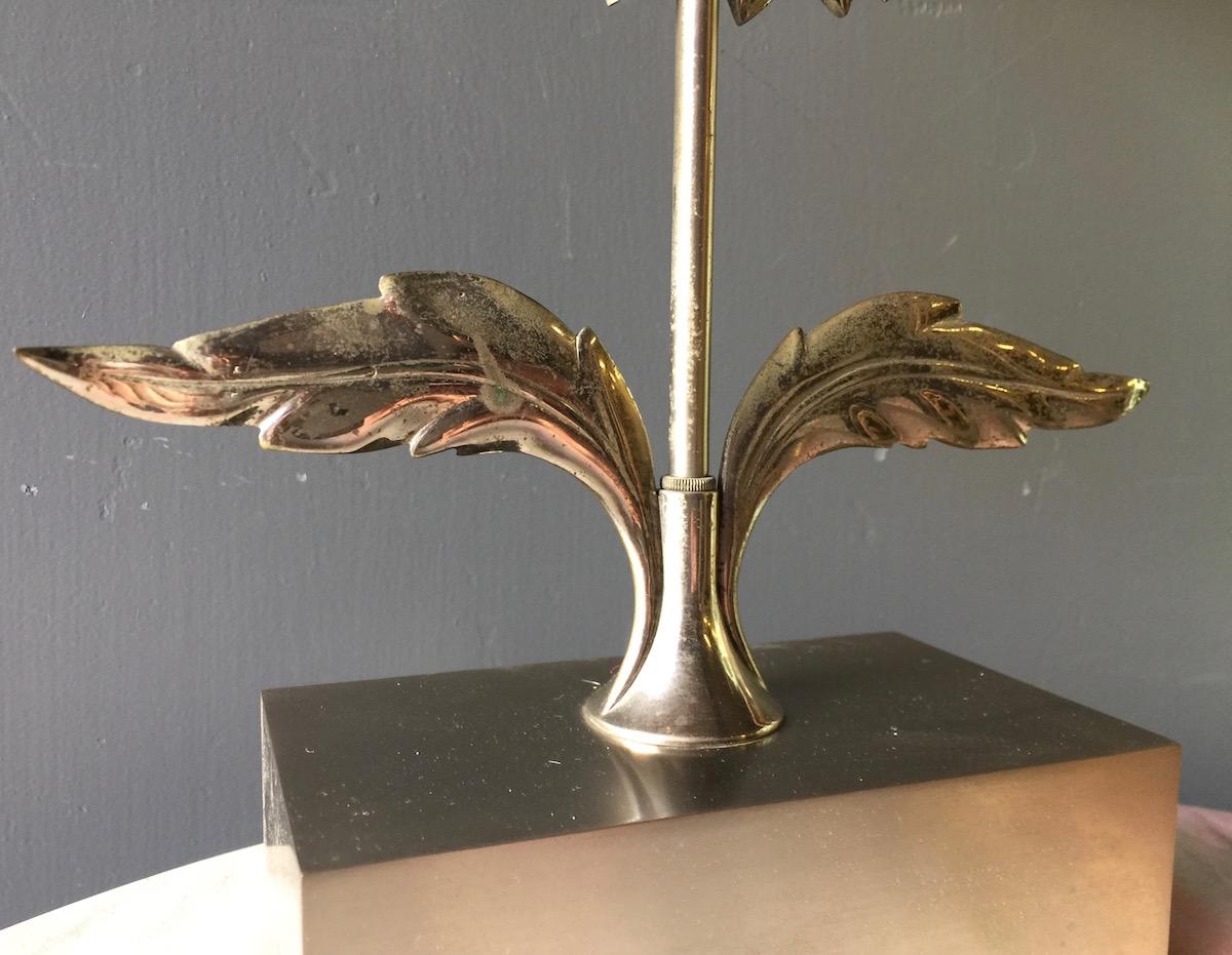 Brass Very Rare Sunflower Table Lamp by Maison Charles