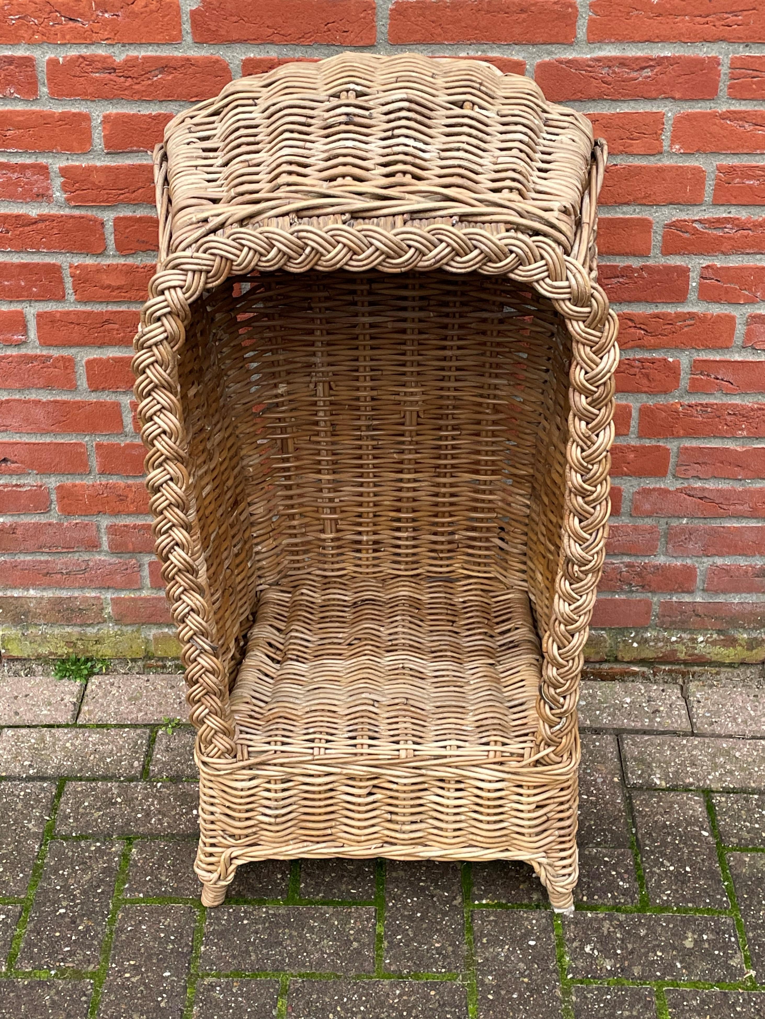 20th Century Very Rare & Super Decorative Antique-Like Hand Woven Rattan Beach Chair for Kids For Sale