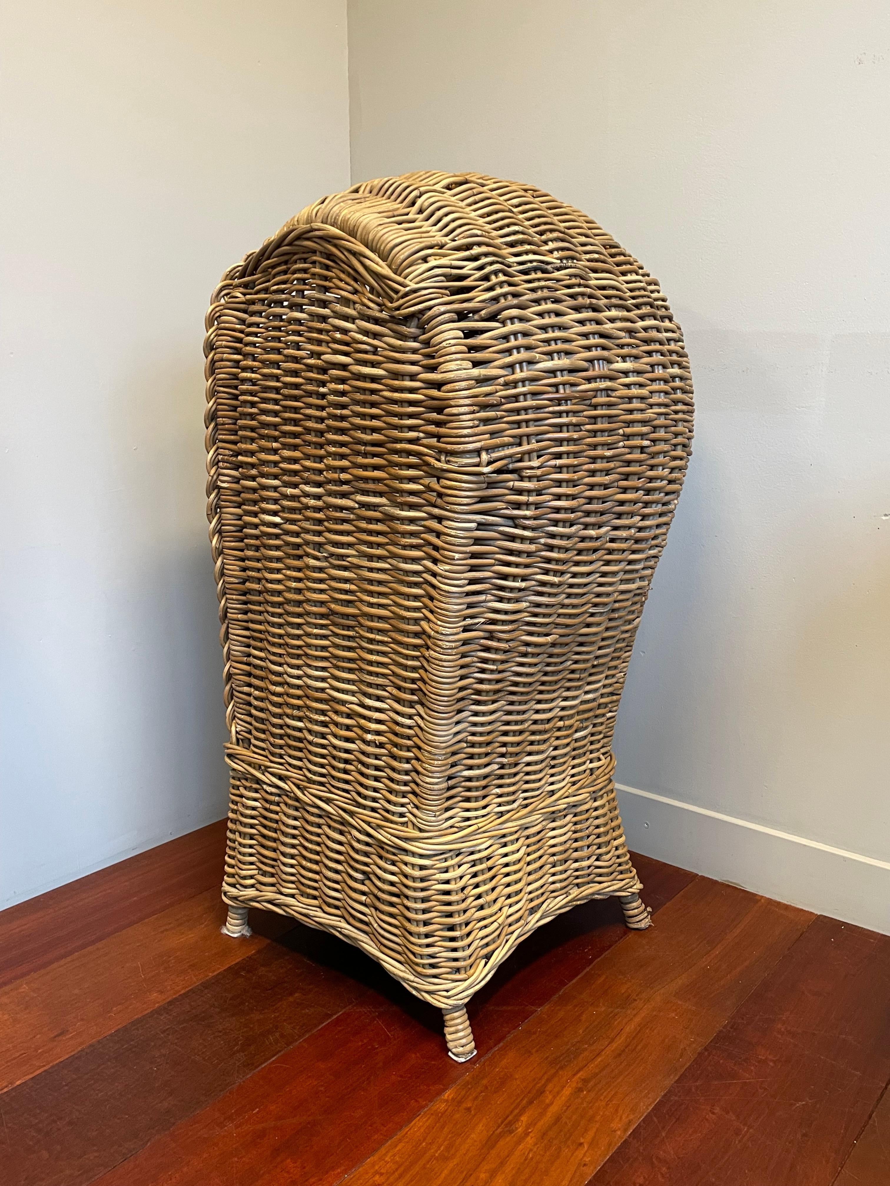 Very Rare & Super Decorative Antique-Like Hand Woven Rattan Beach Chair for Kids For Sale 3