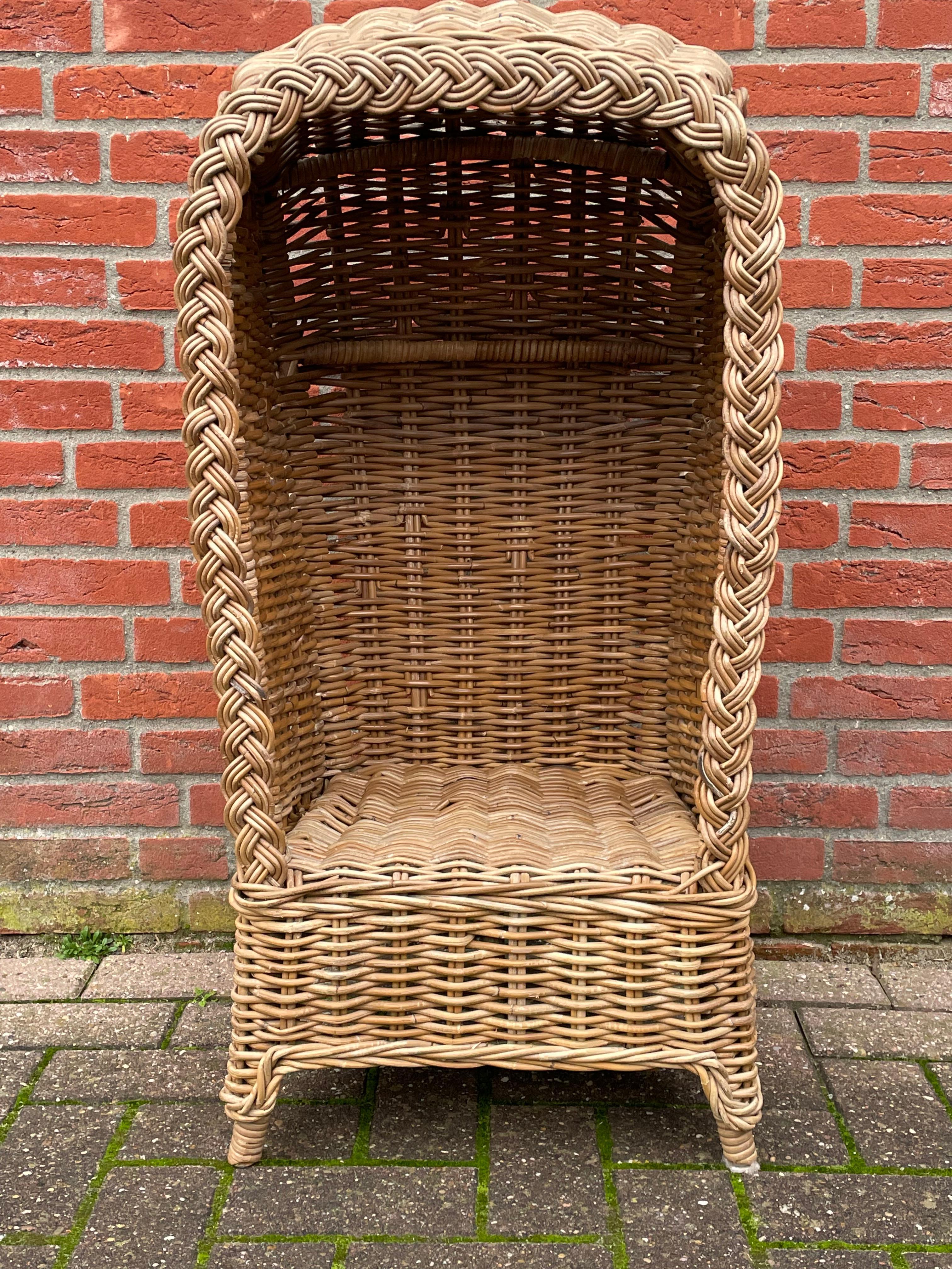 Very Rare & Super Decorative Antique-Like Hand Woven Rattan Beach Chair for Kids For Sale 5