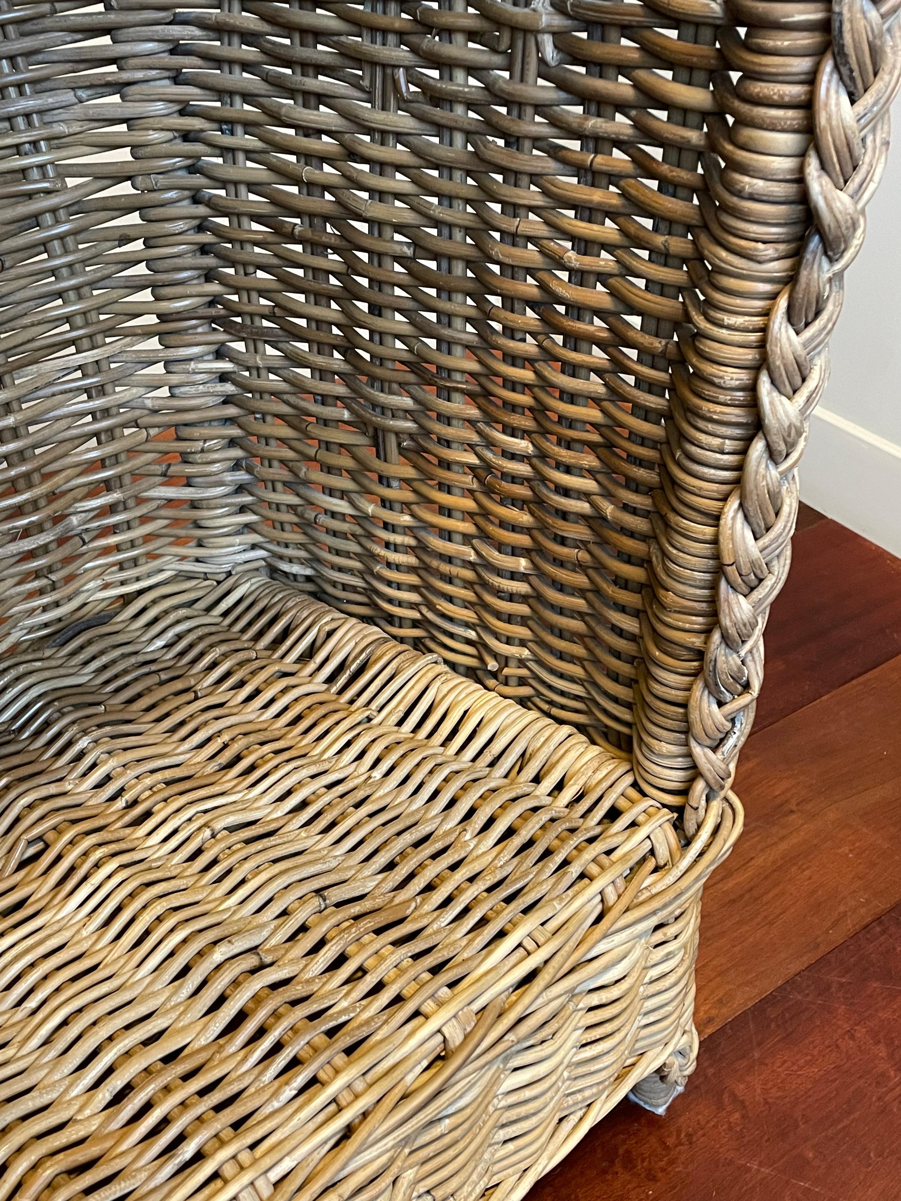 Very Rare & Super Decorative Antique-Like Hand Woven Rattan Beach Chair for Kids For Sale 7