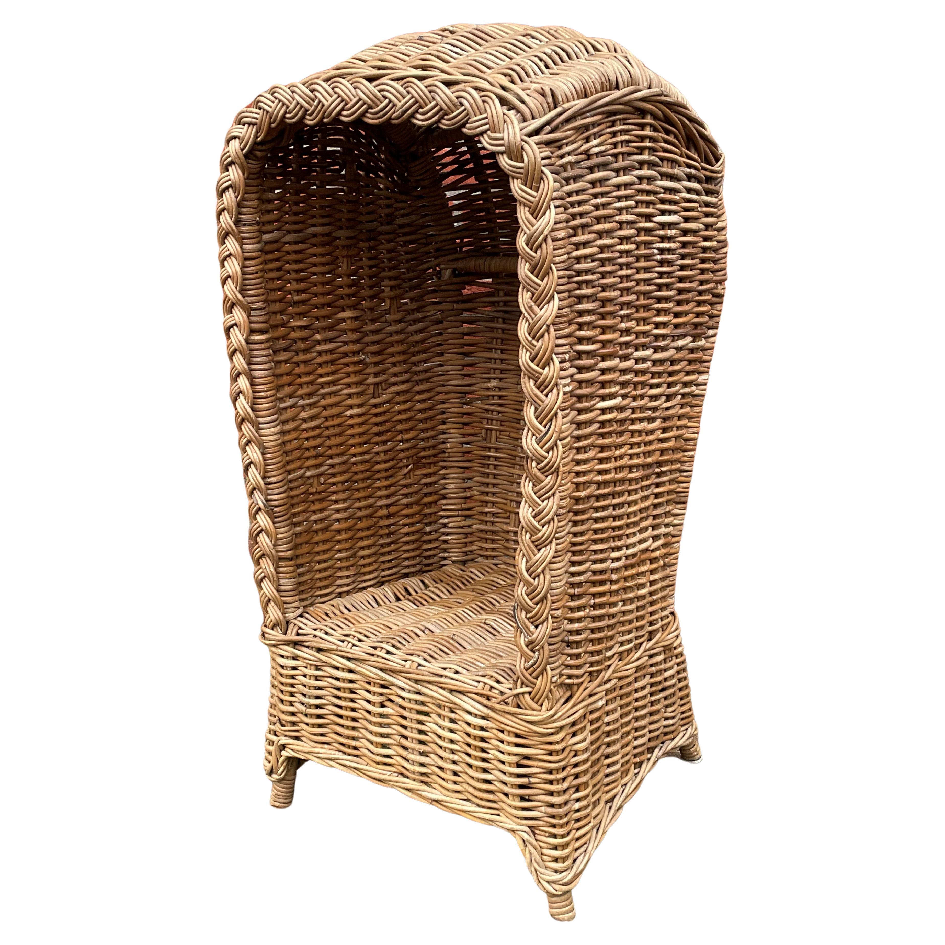 Very Rare & Super Decorative Antique-Like Hand Woven Rattan Beach Chair for Kids For Sale
