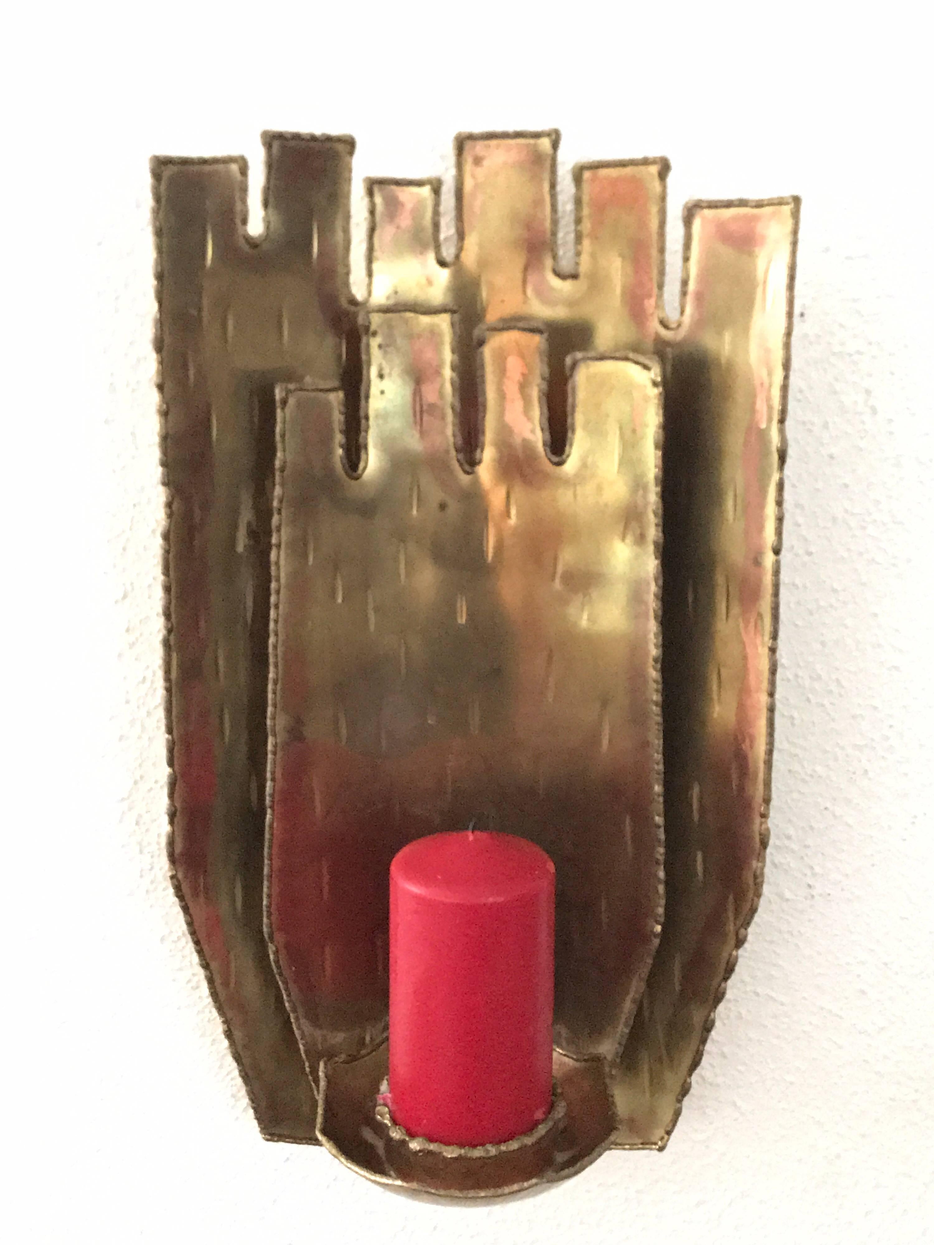 Late 20th Century Very Rare Swedish Brass Candle Sconces by Silversmith and Artist Claës Giertta For Sale