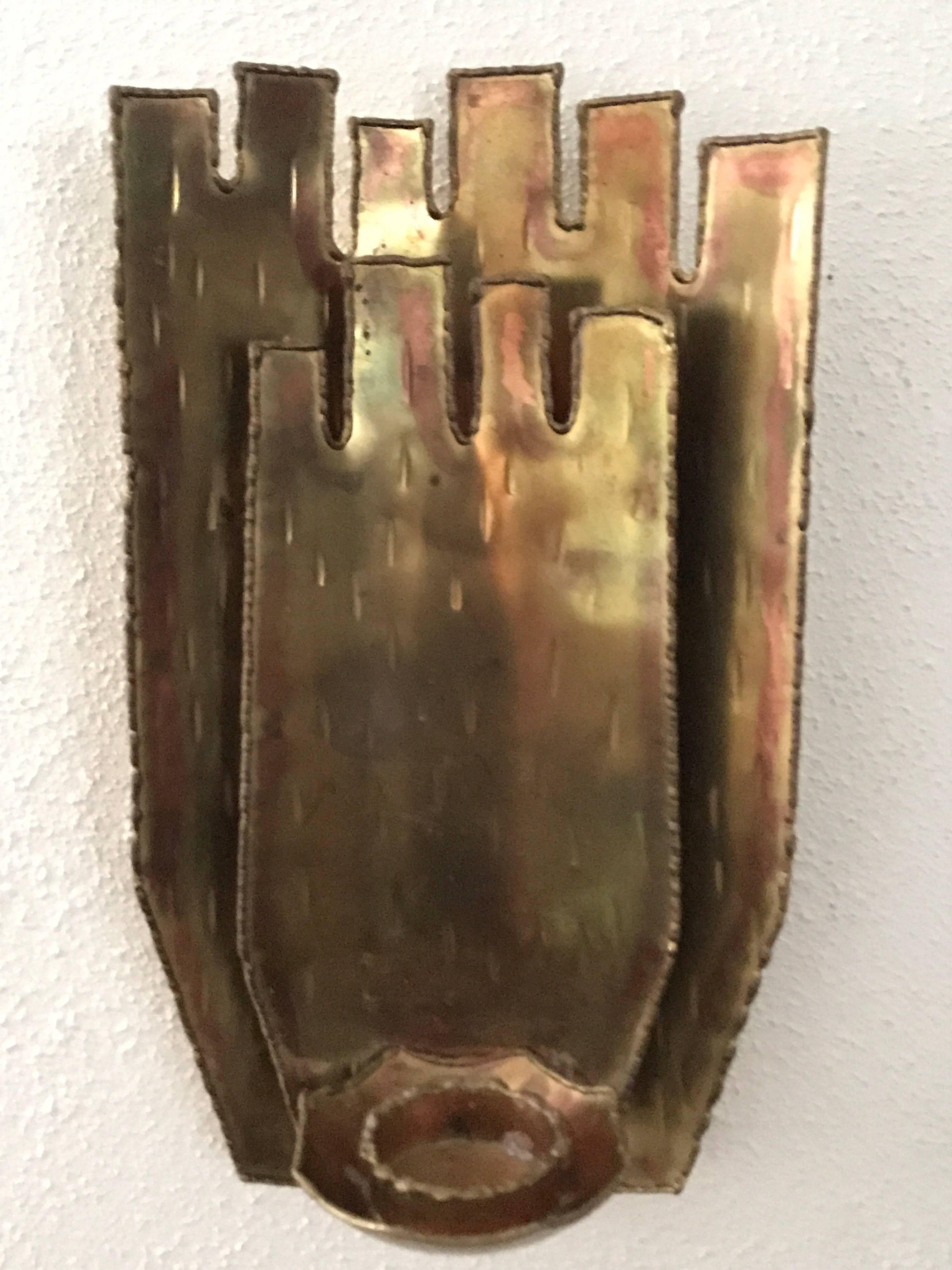 Very Rare Swedish Brass Candle Sconces by Silversmith and Artist Claës Giertta For Sale 1