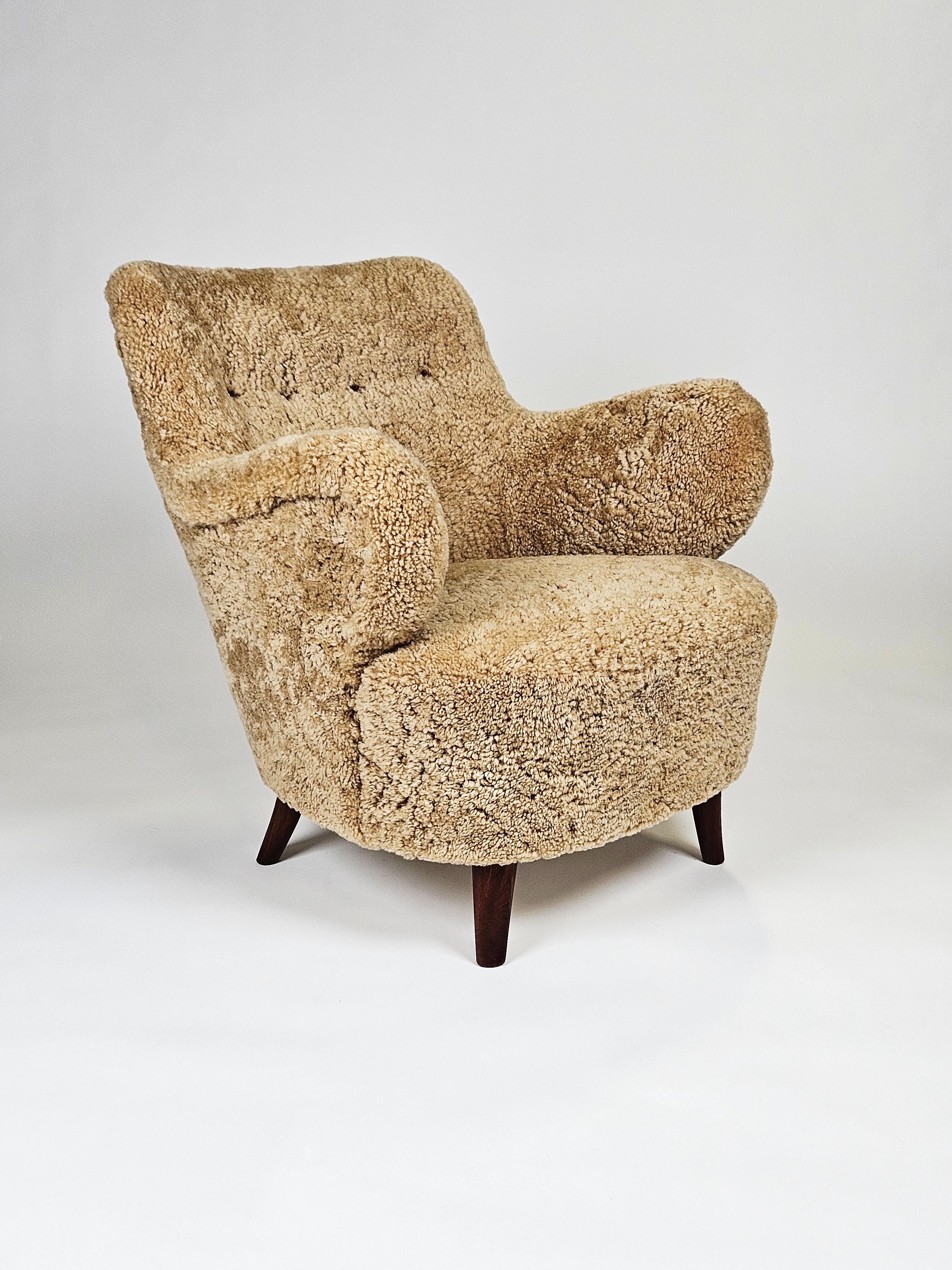 Very rare Swedish Modern lounge chair by Gustav Axel Berg, Sweden, 1940s For Sale 2