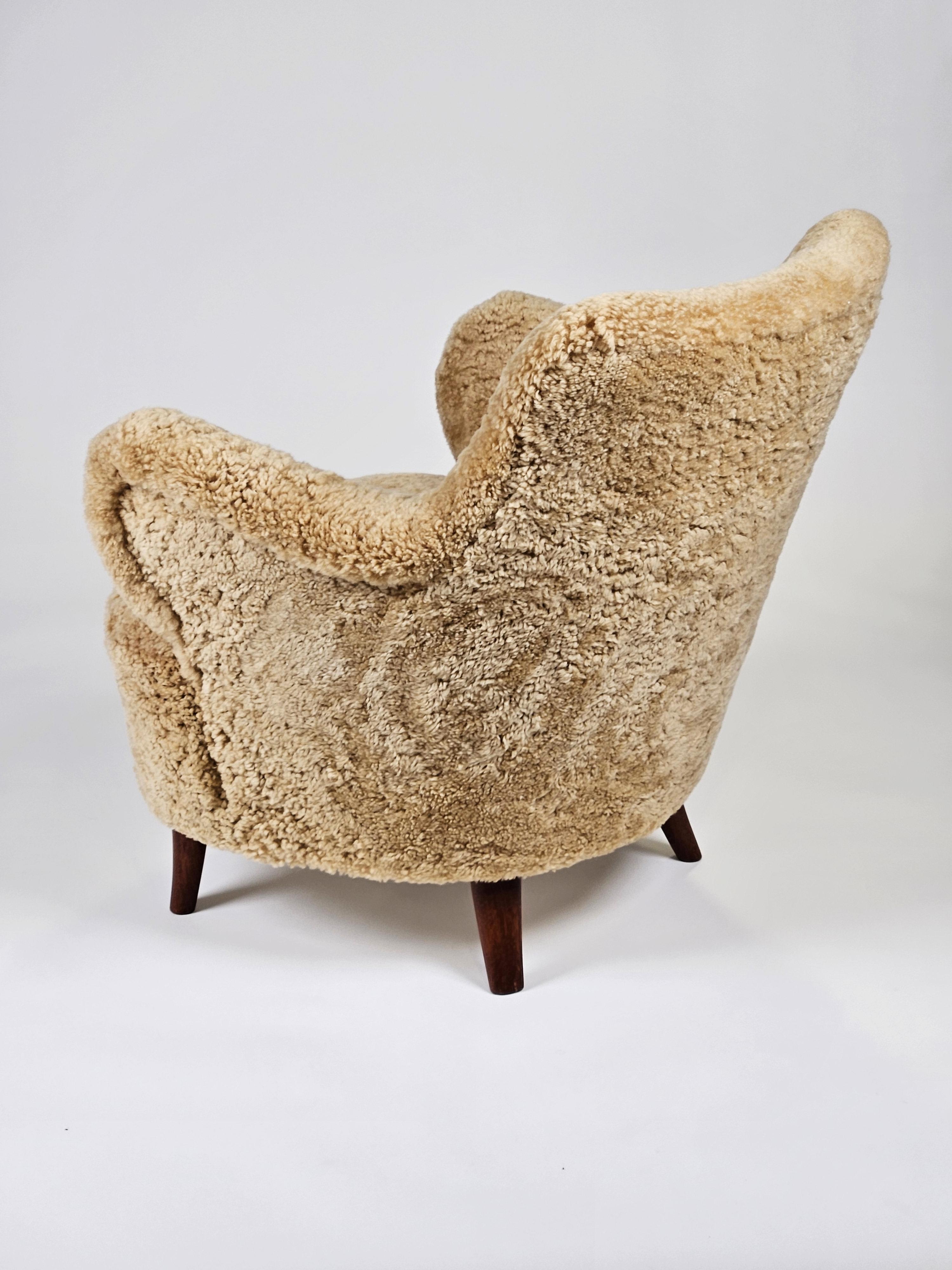 Very rare Swedish Modern lounge chair by Gustav Axel Berg, Sweden, 1940s For Sale 1