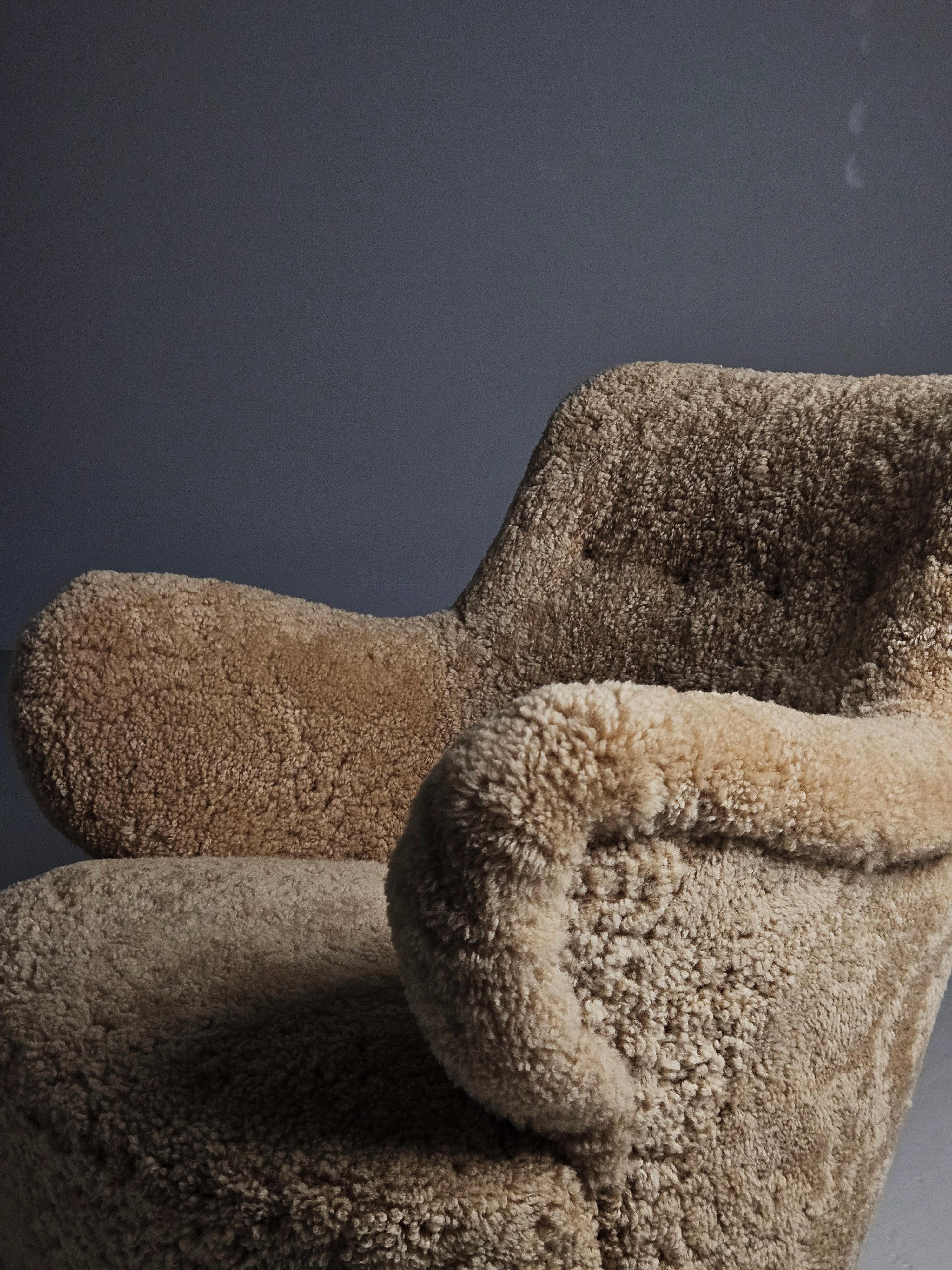Leather Very rare Swedish Modern lounge chair by Gustav Axel Berg, Sweden, 1940s