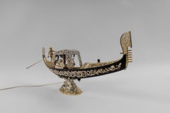 Very Rare Table Lamp as Venetian Gondola with Gondeliere, 1960s Italy