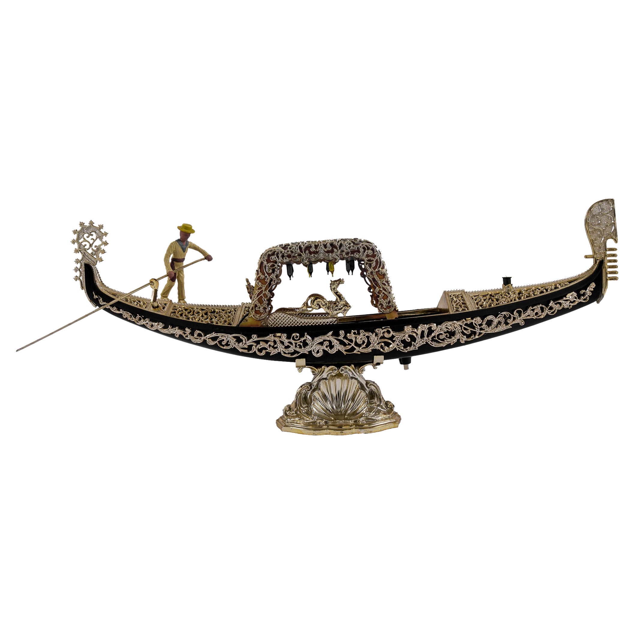 Very Rare Table Lamp as Venetian Gondola with Gondeliere, 1960s Italy