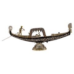 Very Rare Table Lamp as Venetian Gondola with Gondeliere, 1960s Italy