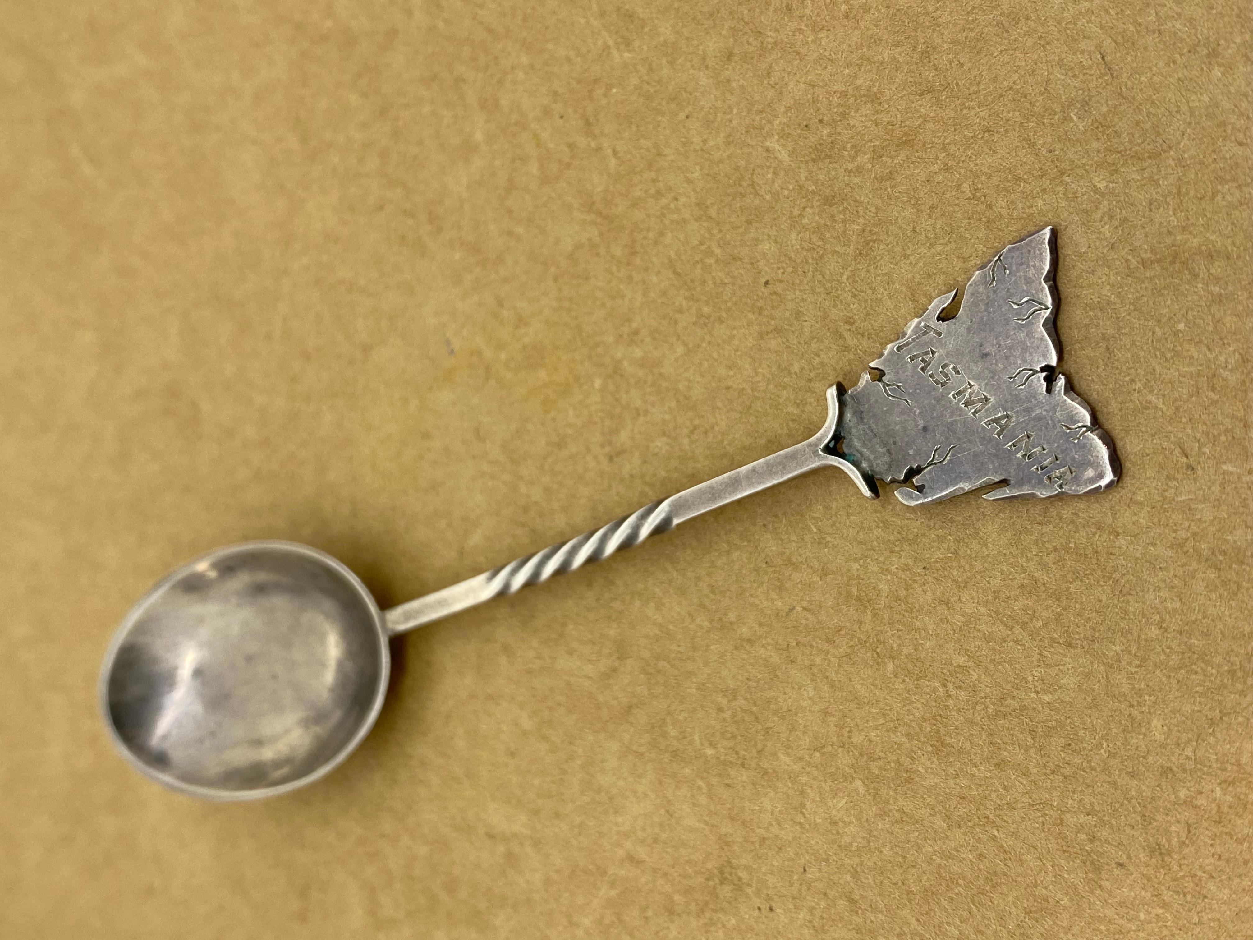 Rarissimo cucchiaio da souvenir in argento e argento della Tasmania di Taylor & Sharp. Australia, c1910. in vendita 1