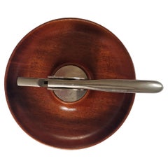 Rarísimo Cascanueces de mesa de teca y cromo con cuenco, Dinamarca, años 60
