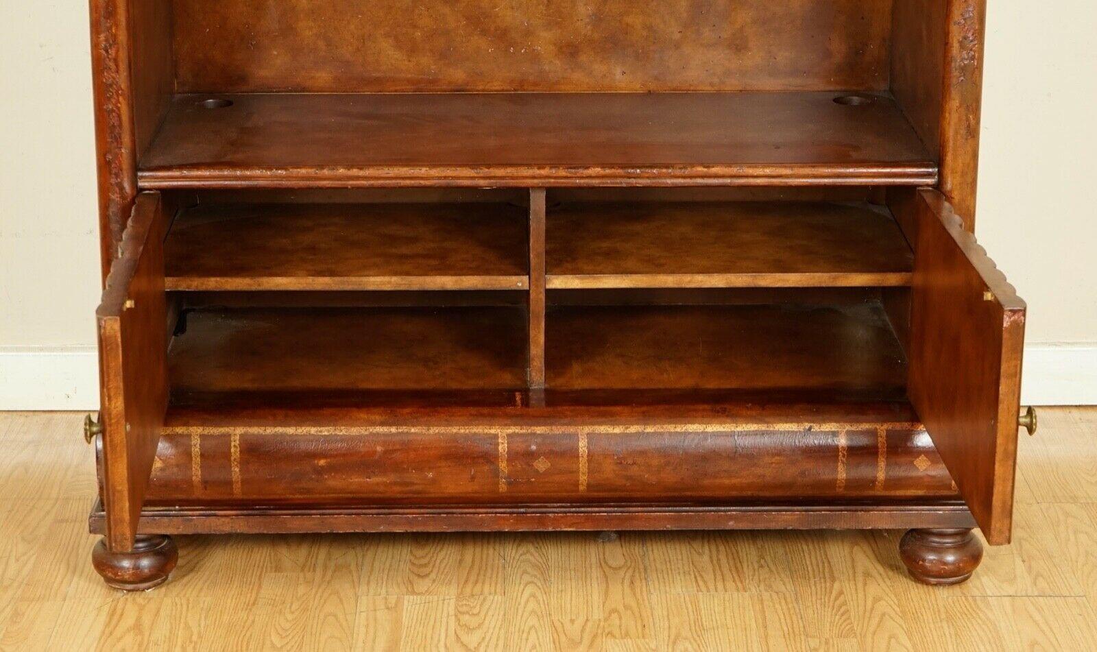 Very Rare Theodore Alexander Leather Open Bookcase with Faux Books 1