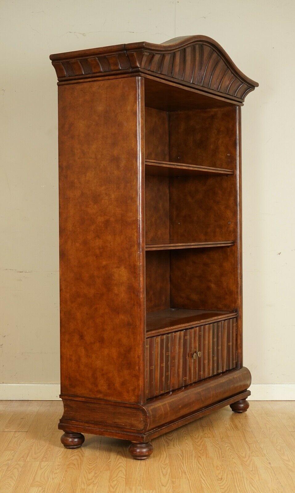 Very Rare Theodore Alexander Leather Open Bookcase with Faux Books 3
