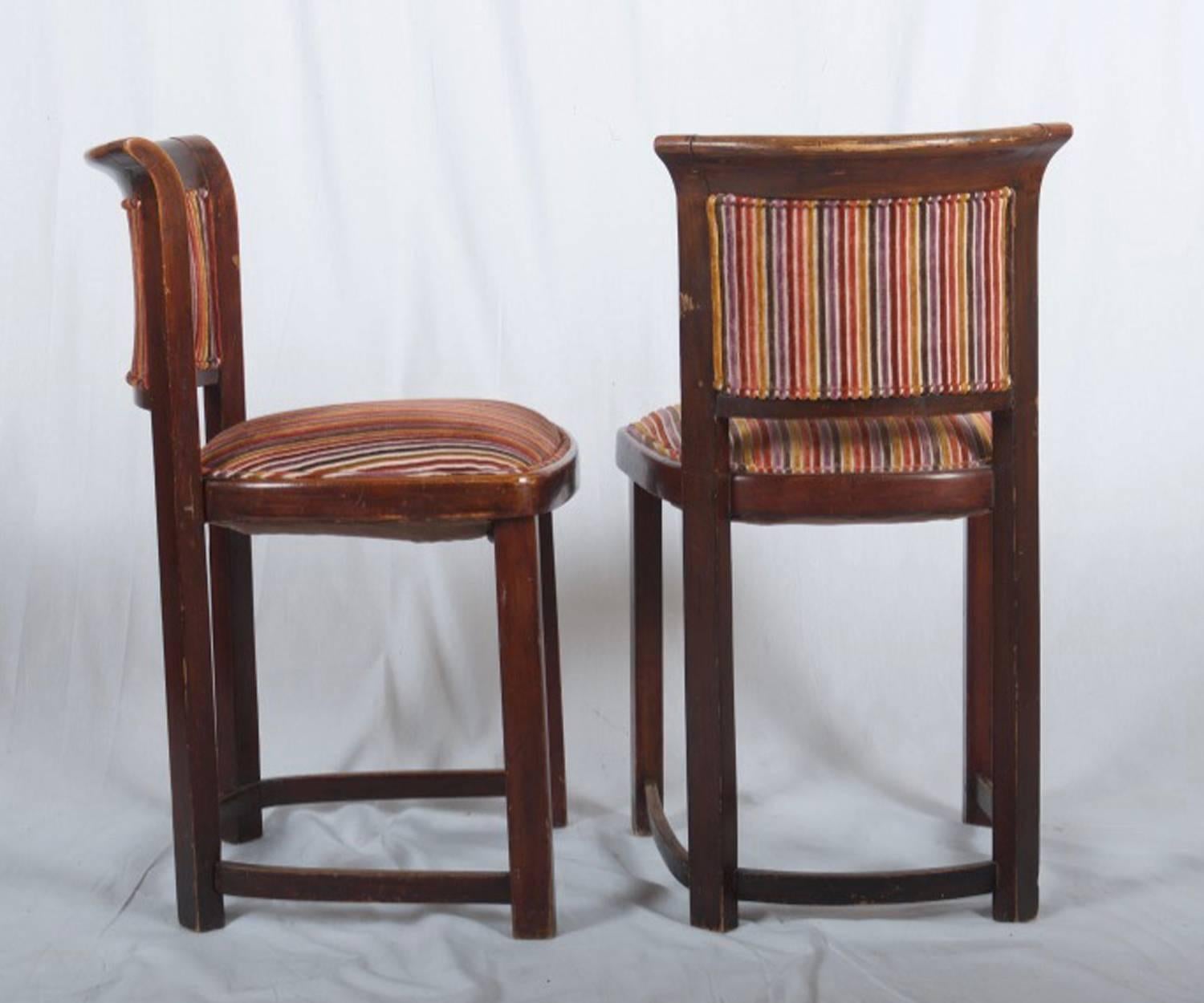 Austrian Very Rare Thonet Chairs Attributed to Josef Hoffmann For Sale