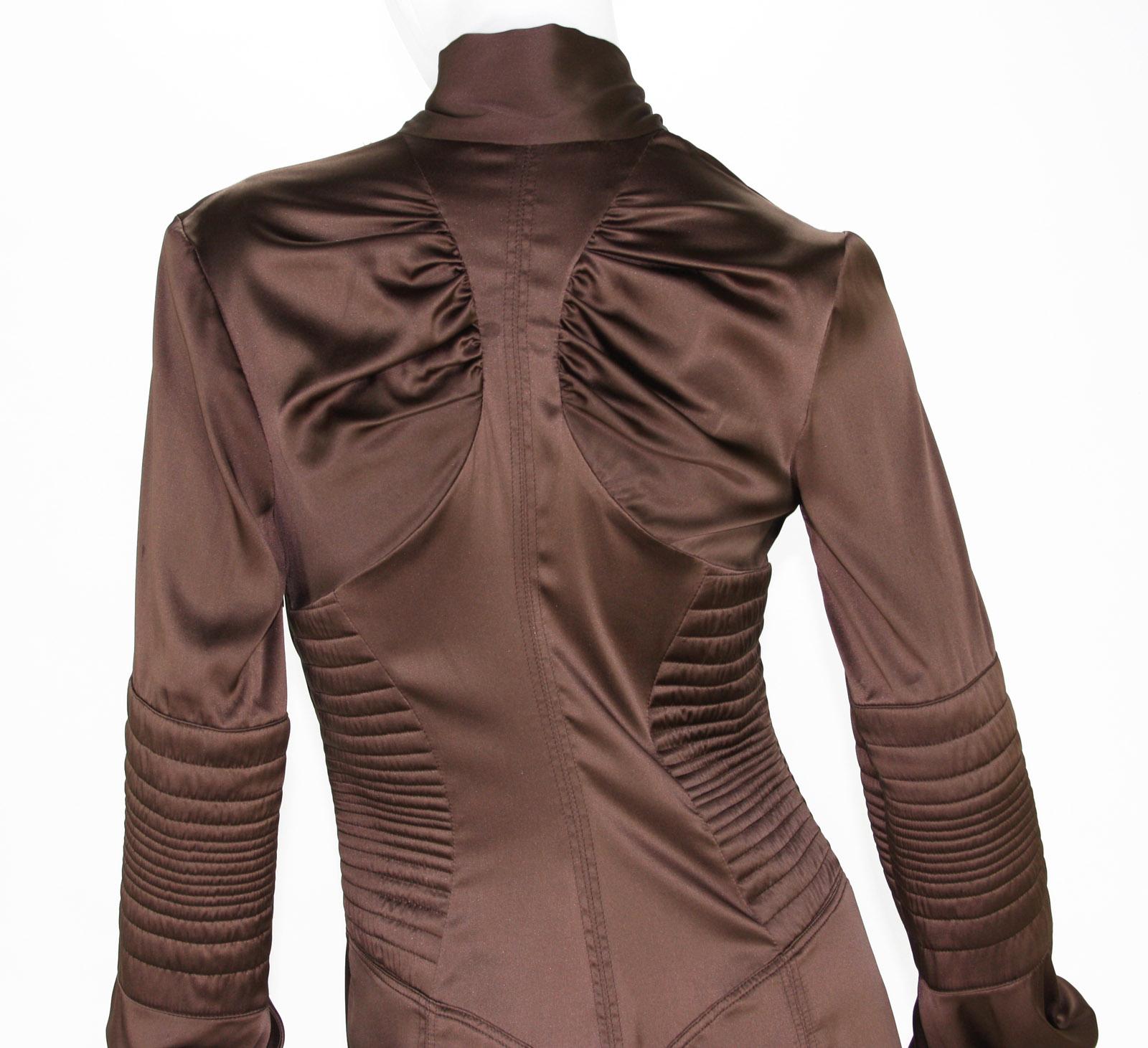 Very Rare Tom Ford for Gucci 2003 Collection Silk Brown Bow Dress as seen on JLO For Sale 2