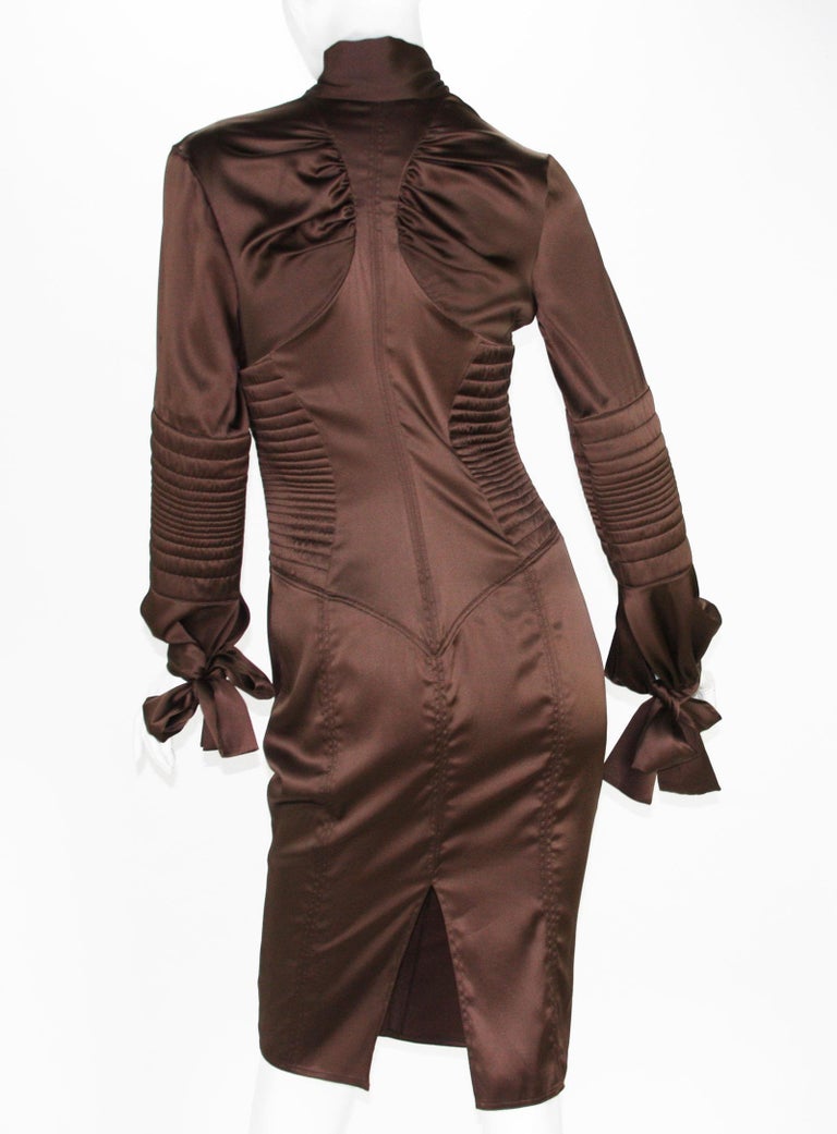 Very Rare Tom Ford for Gucci 2003 Collection Silk Brown Bow Dress as ...