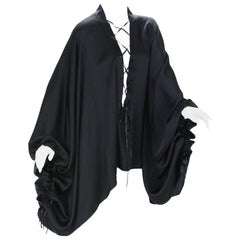 Very Rare Tom Ford for Gucci F/W 2002 Silk Black Lace-Up Kimono Top