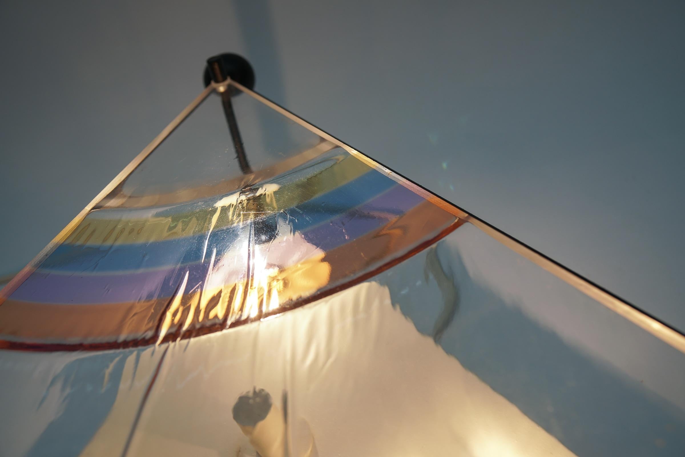Very Rare Triangular Wall Light with Rainbow Acrylic Front, 1980s Italy For Sale 3