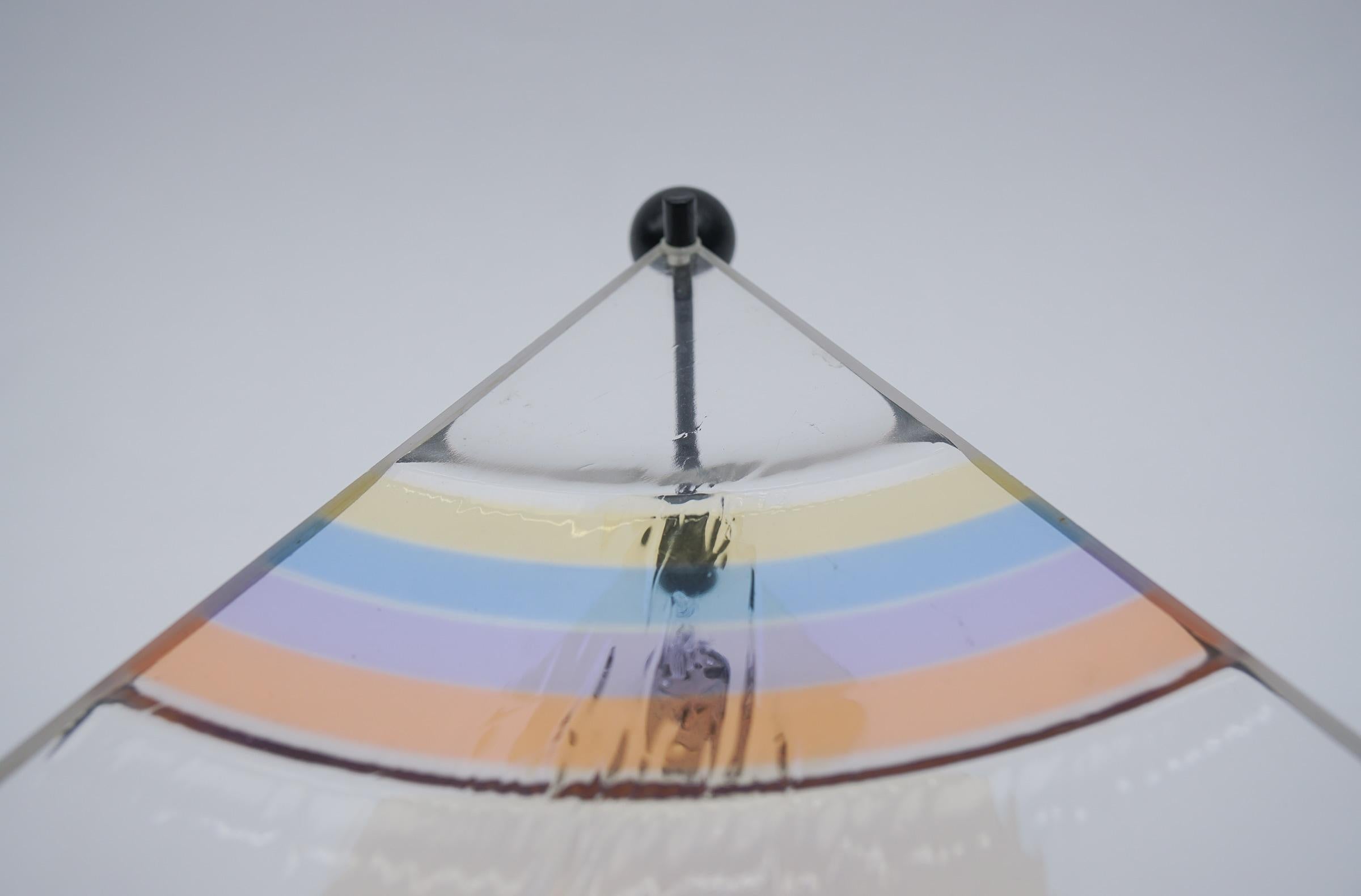 Very Rare Triangular Wall Light with Rainbow Acrylic Front, 1980s Italy For Sale 2