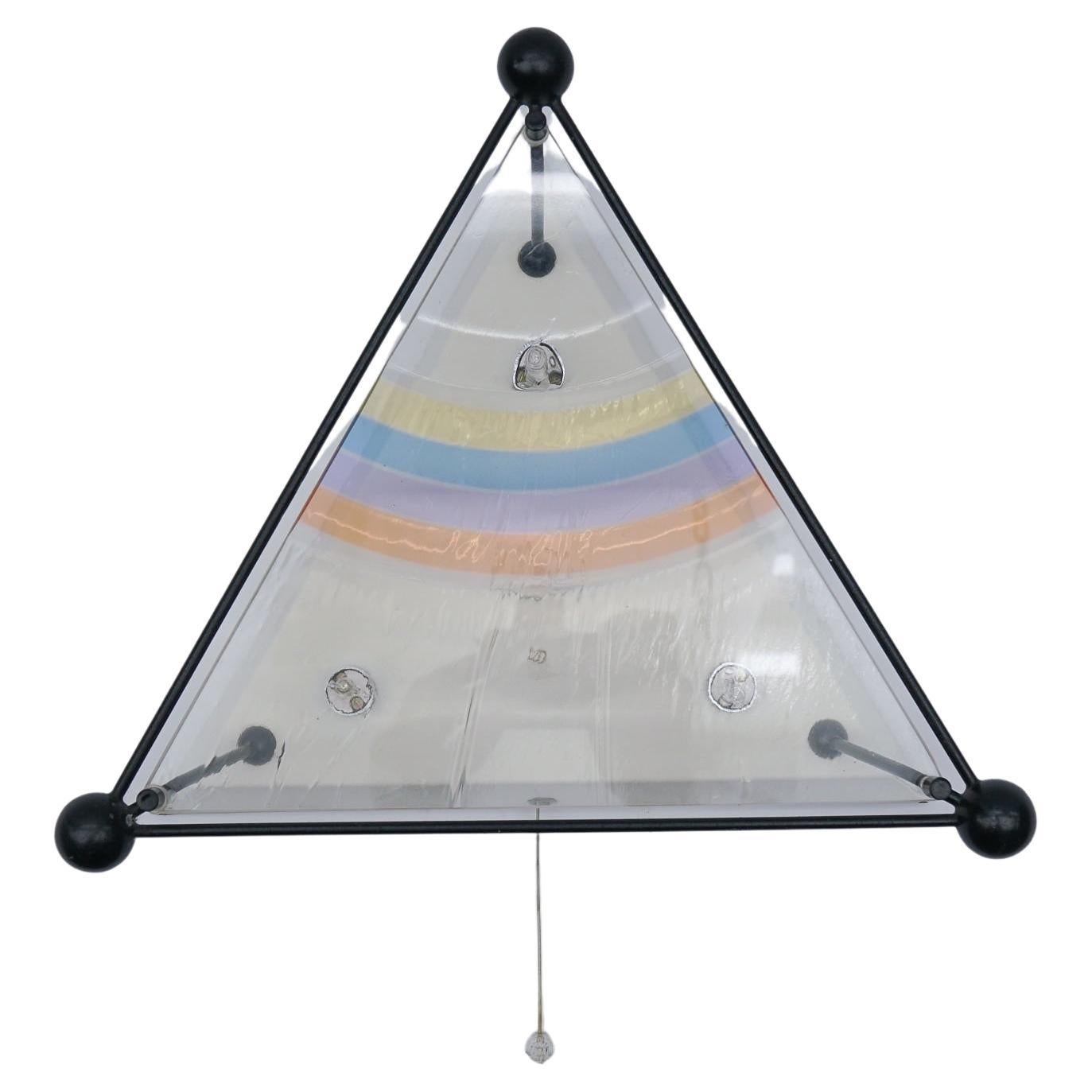 Very Rare Triangular Wall Light with Rainbow Acrylic Front, 1980s Italy For Sale