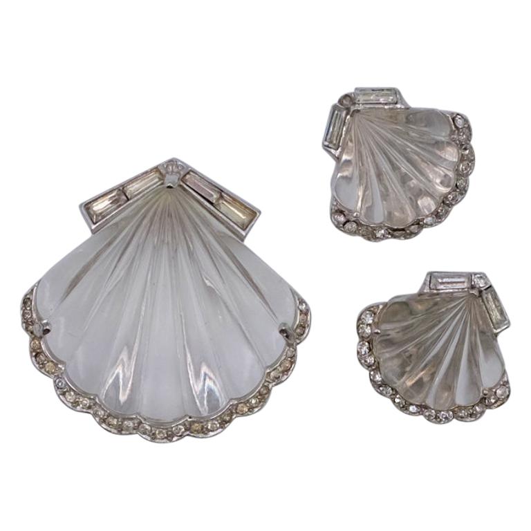 Belly Shell Very Rare Trifari Lucite and Rhinestones Jelly Belly Shells Set 1940's ...