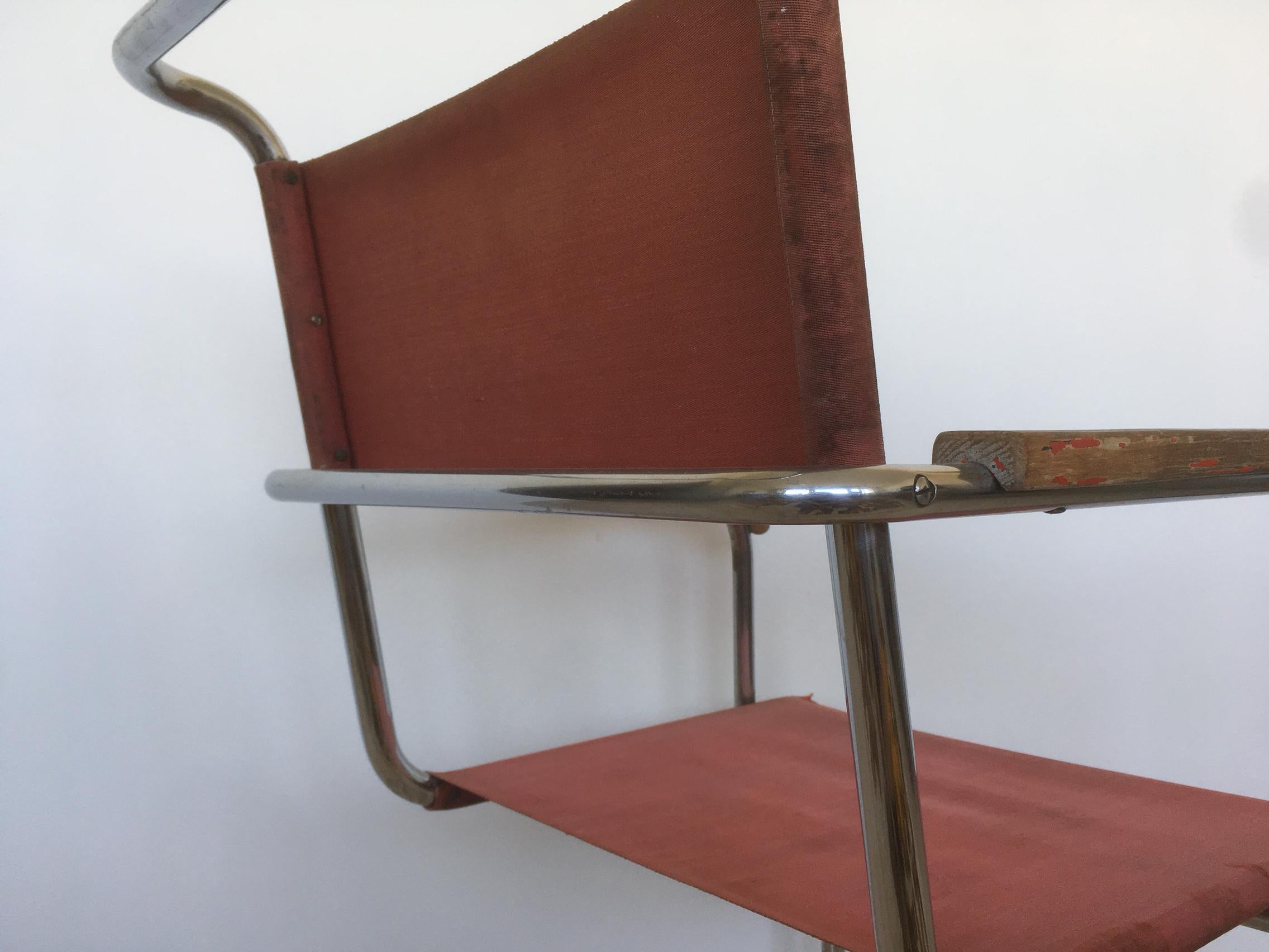 Chaise Bauhaus chromée très rare en acier tubulaire, années 1930 Bon état - En vente à Praha, CZ